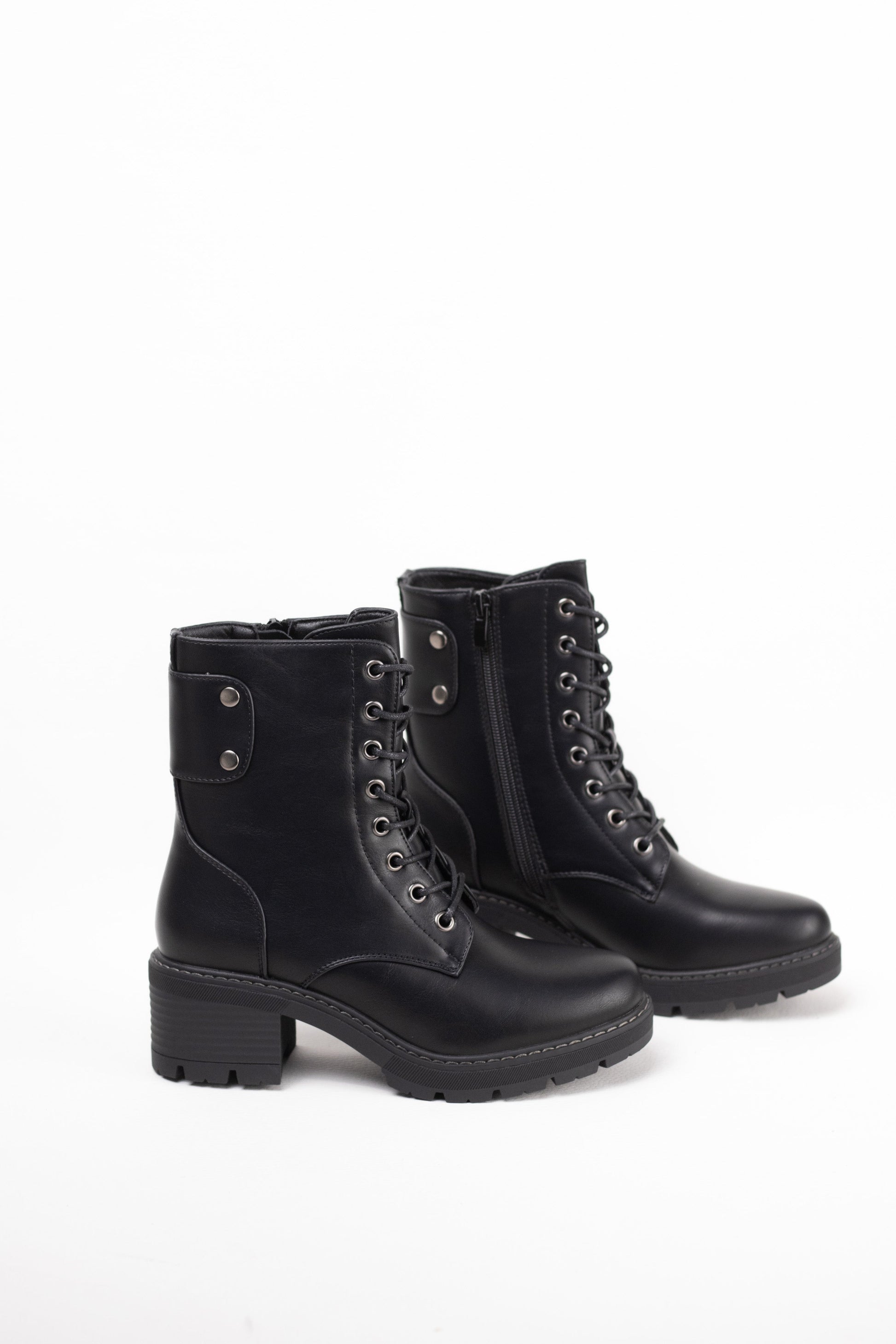 botas militares mujer con tacon mediano y plataforma Negro 38