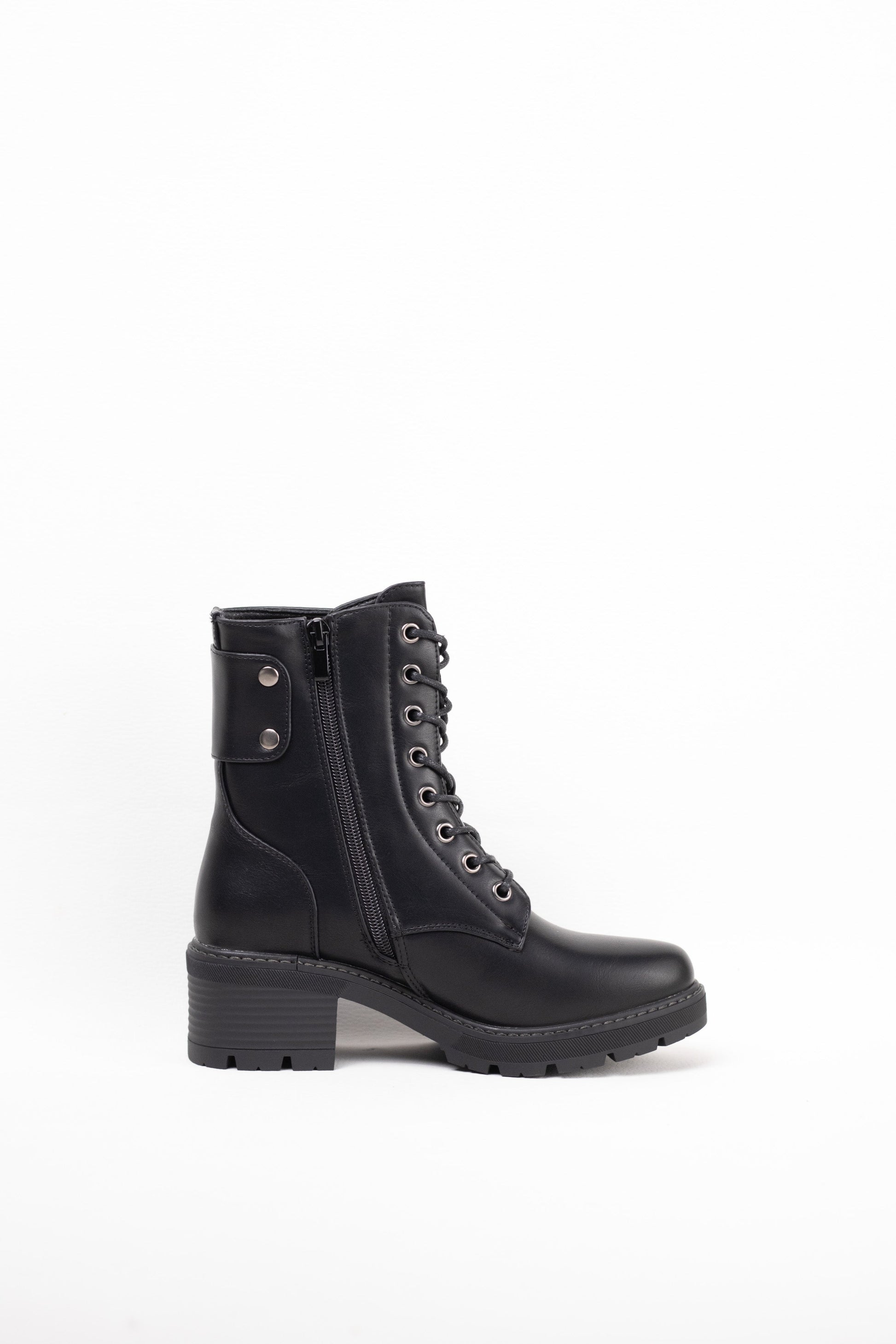 botas militares mujer con tacon mediano y plataforma Negro 41