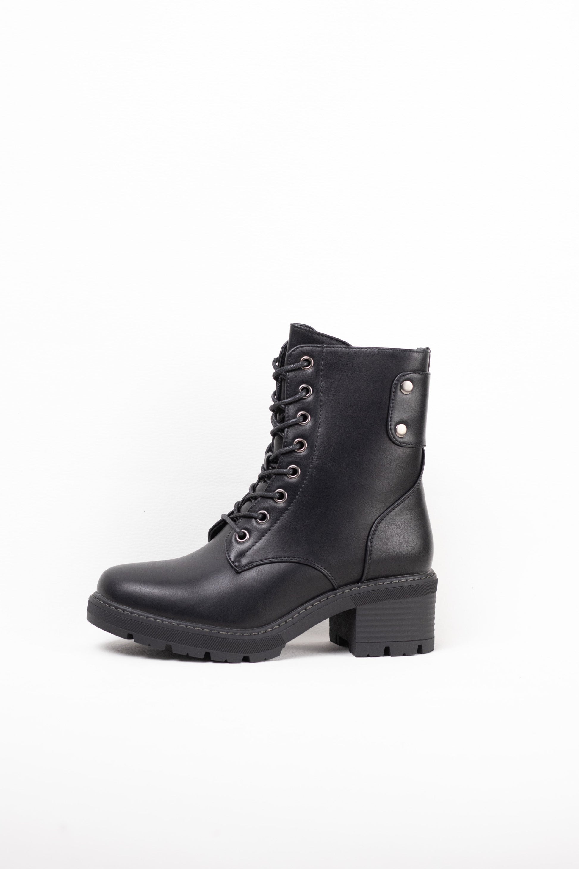 botas militares mujer con tacon mediano y plataforma Negro 40