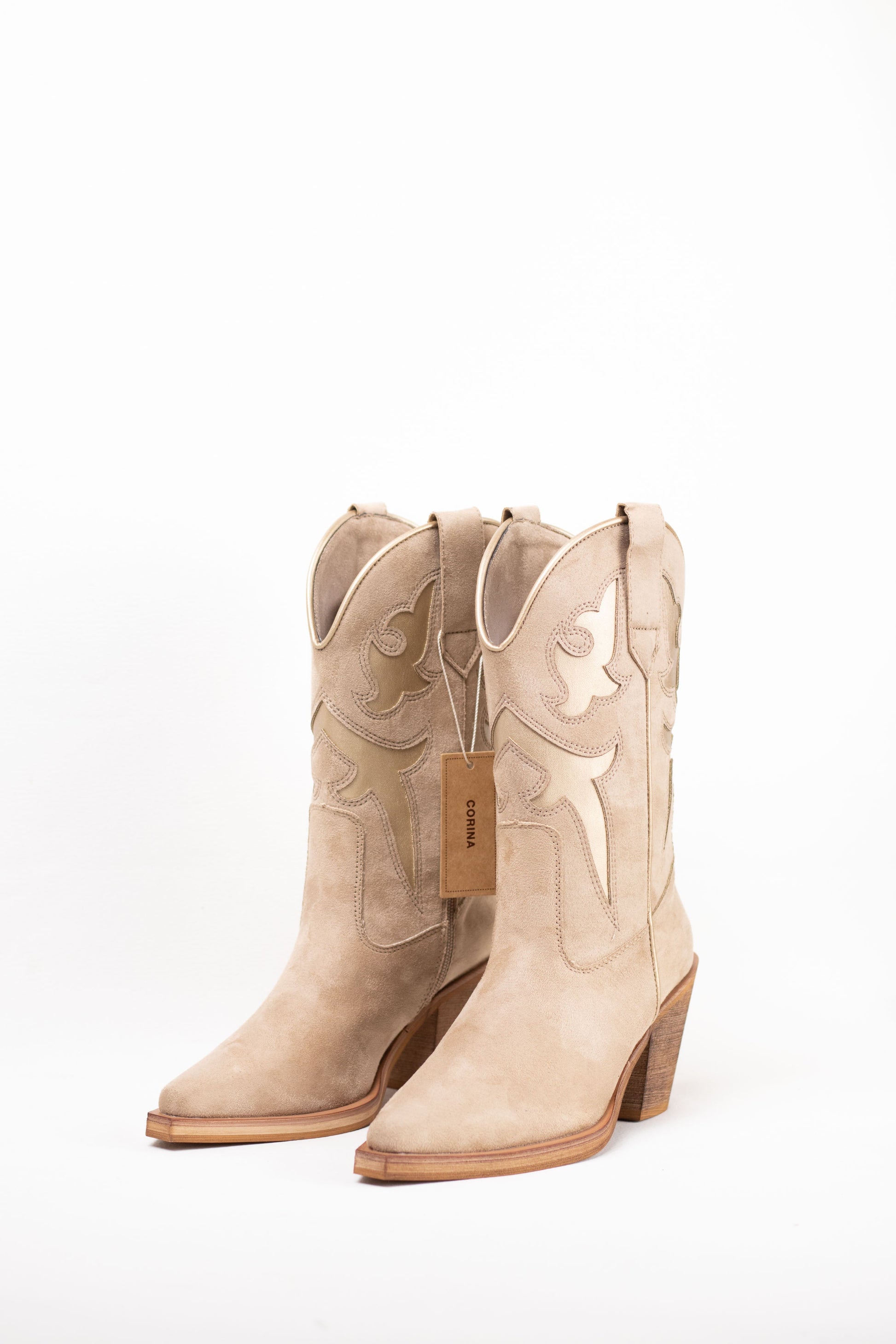 botas cowboy mujer con tacon alto de madera corina Arena 38