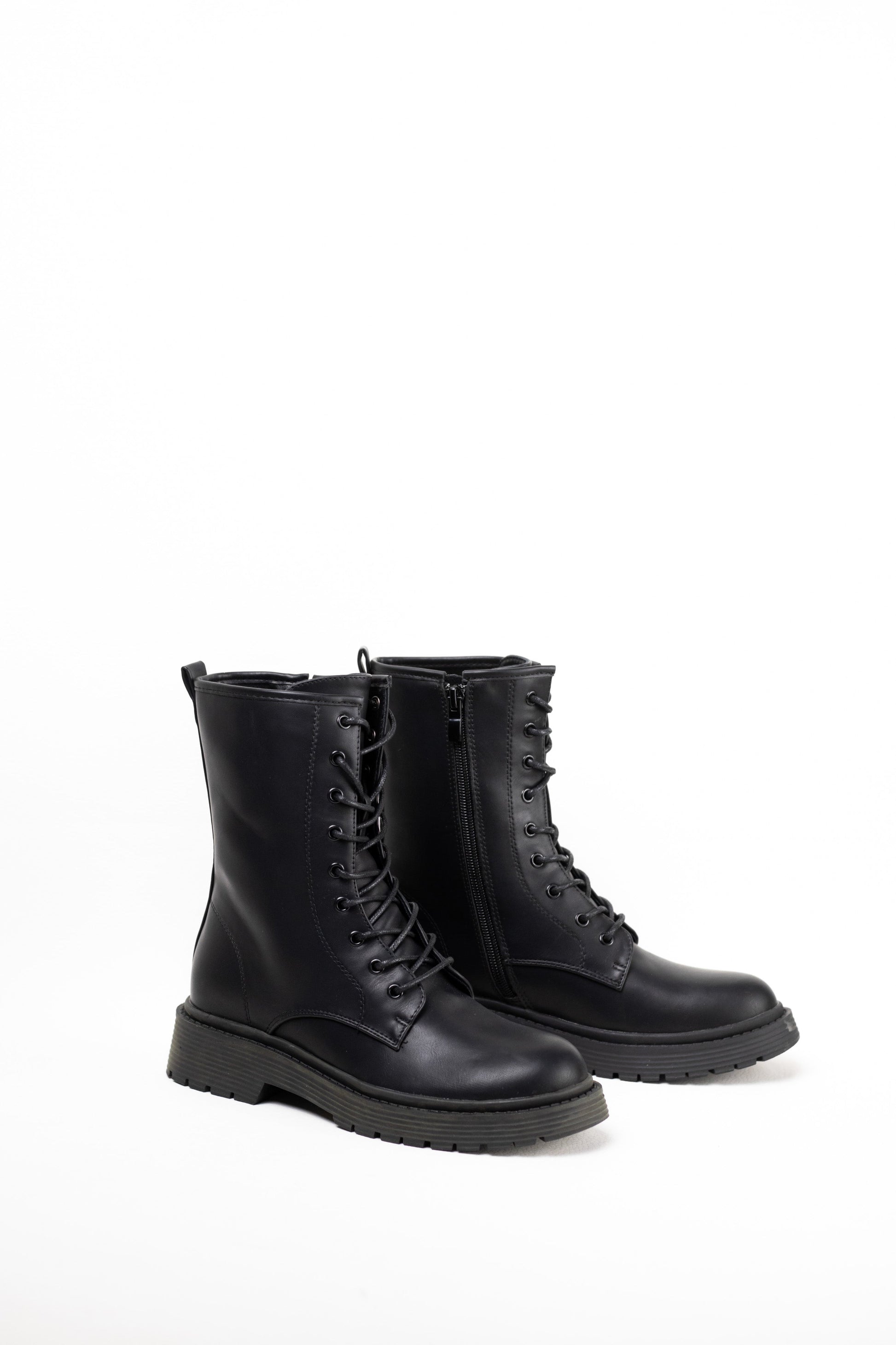 botas militares plataforma mujer con cordones Negro 37