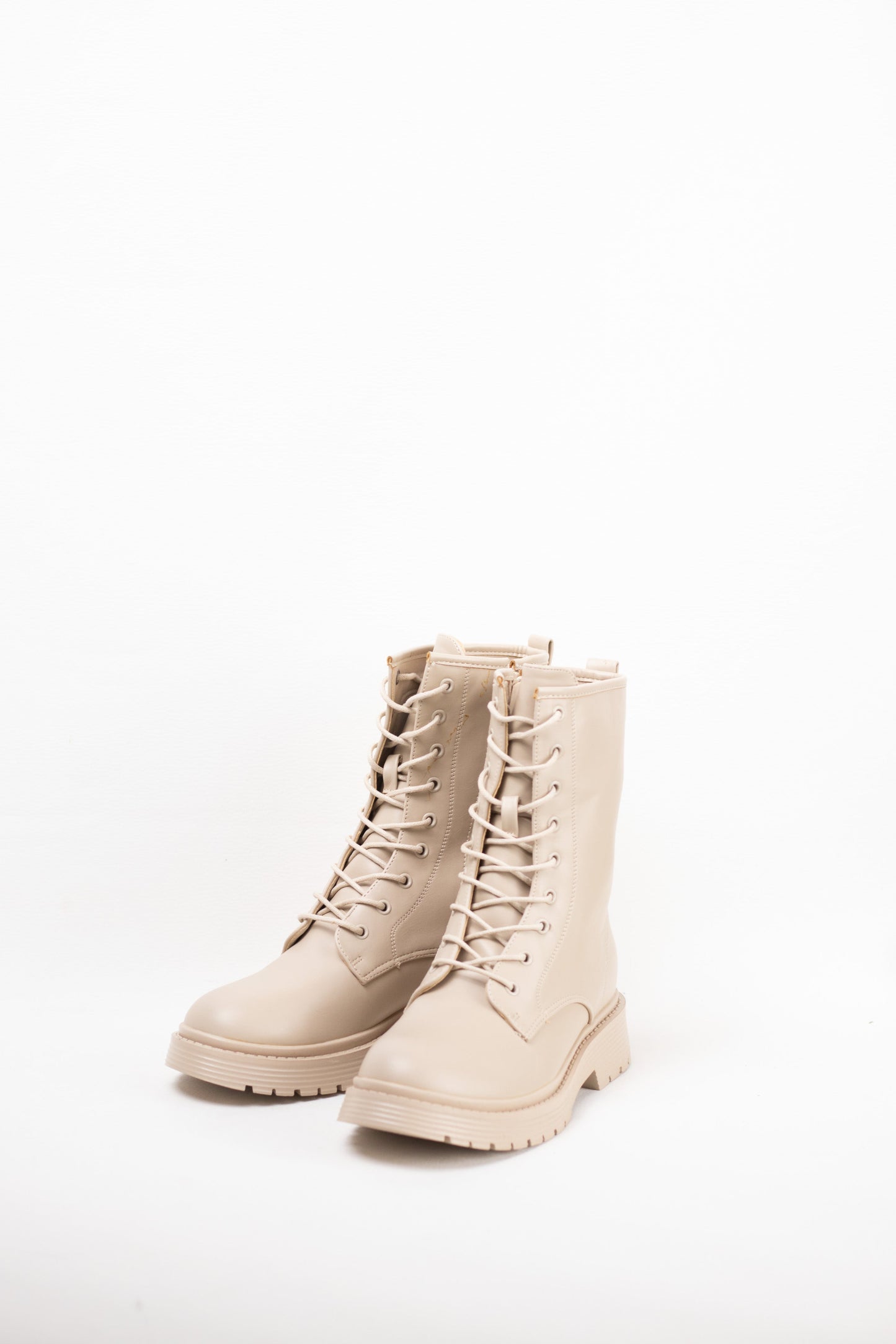 botas militares plataforma mujer con cordones Beige 39