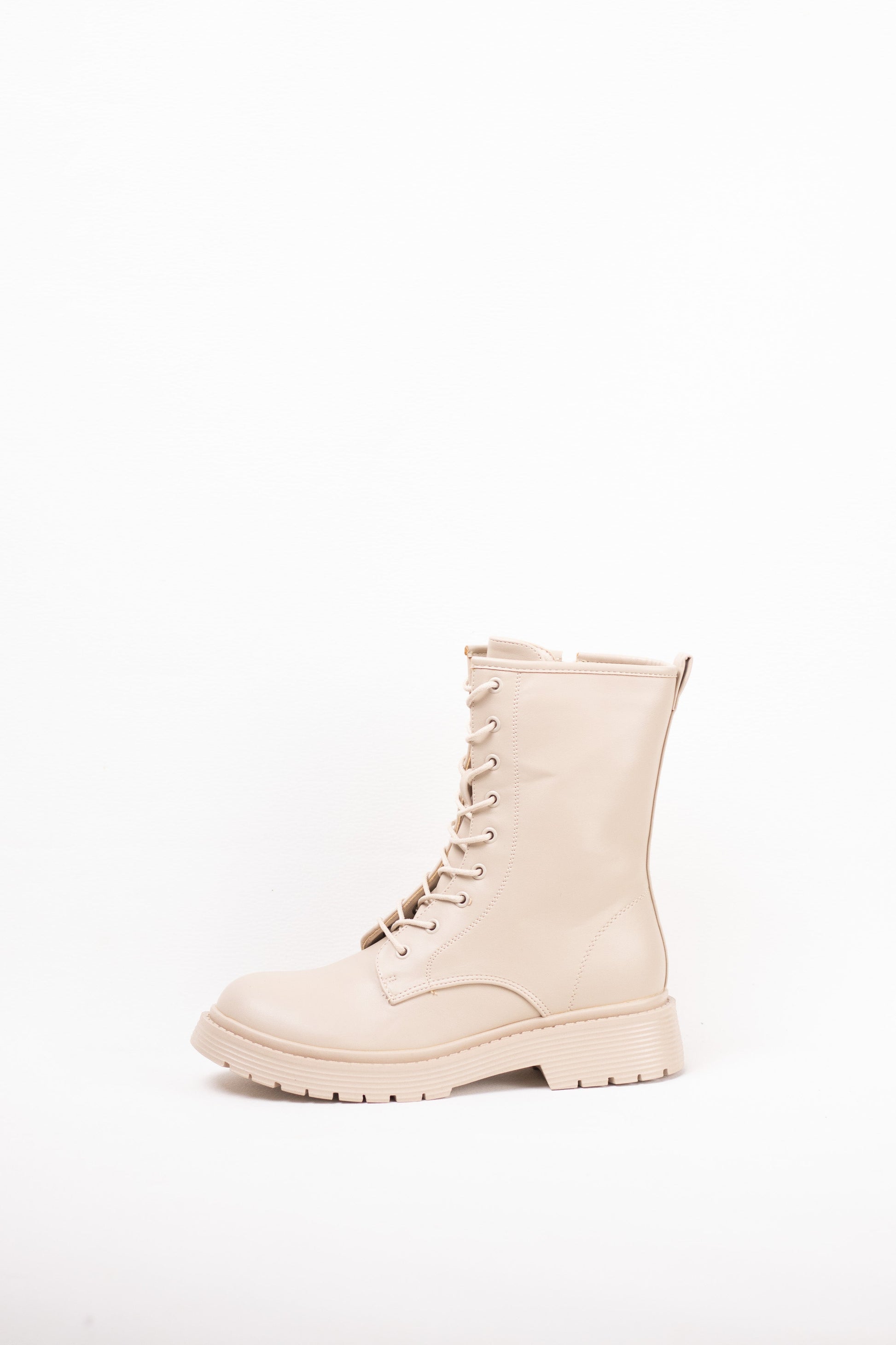 botas militares plataforma mujer con cordones Beige 40