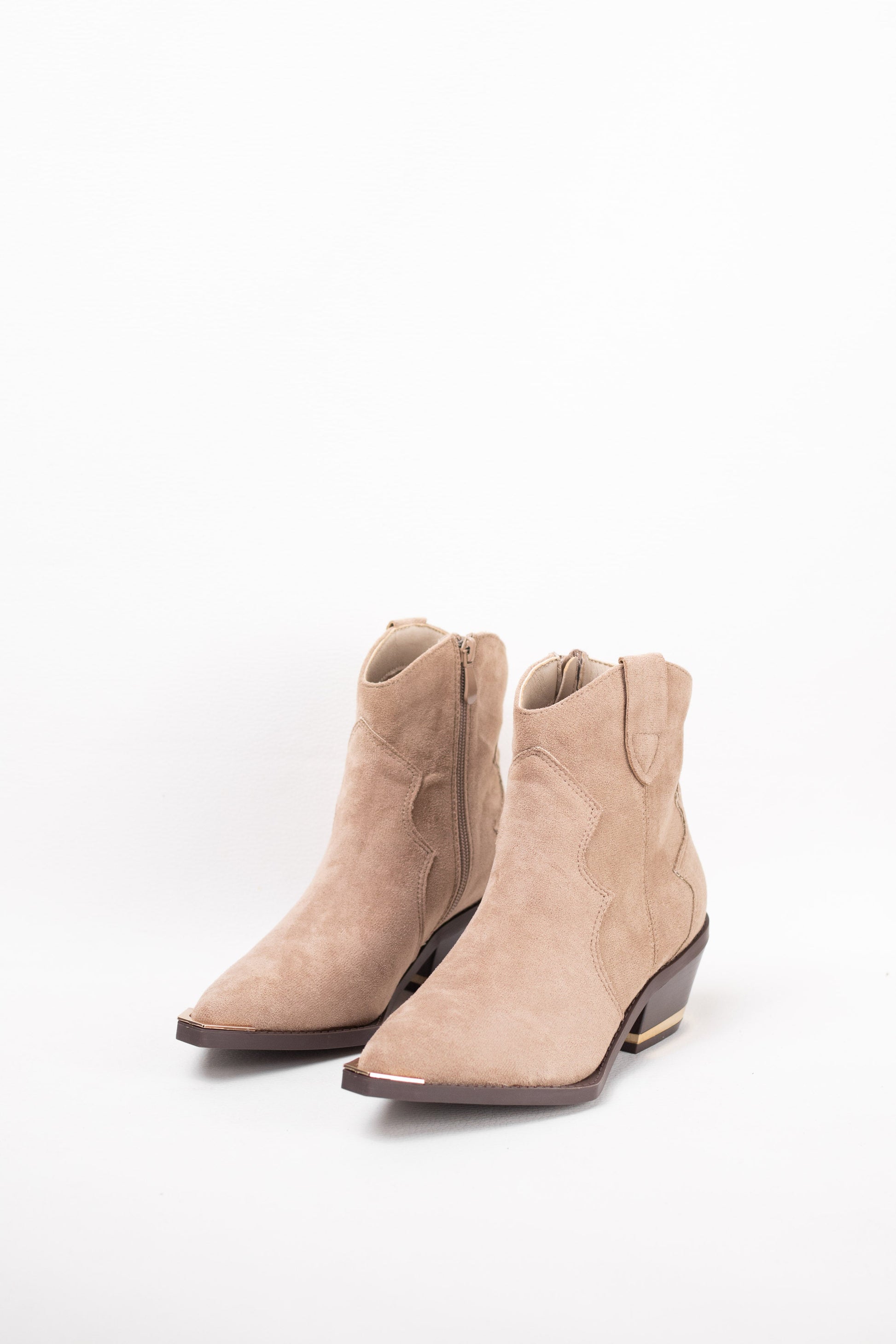 botines cowboy mujer con tacon bajo con detalle metalico Khaki 38