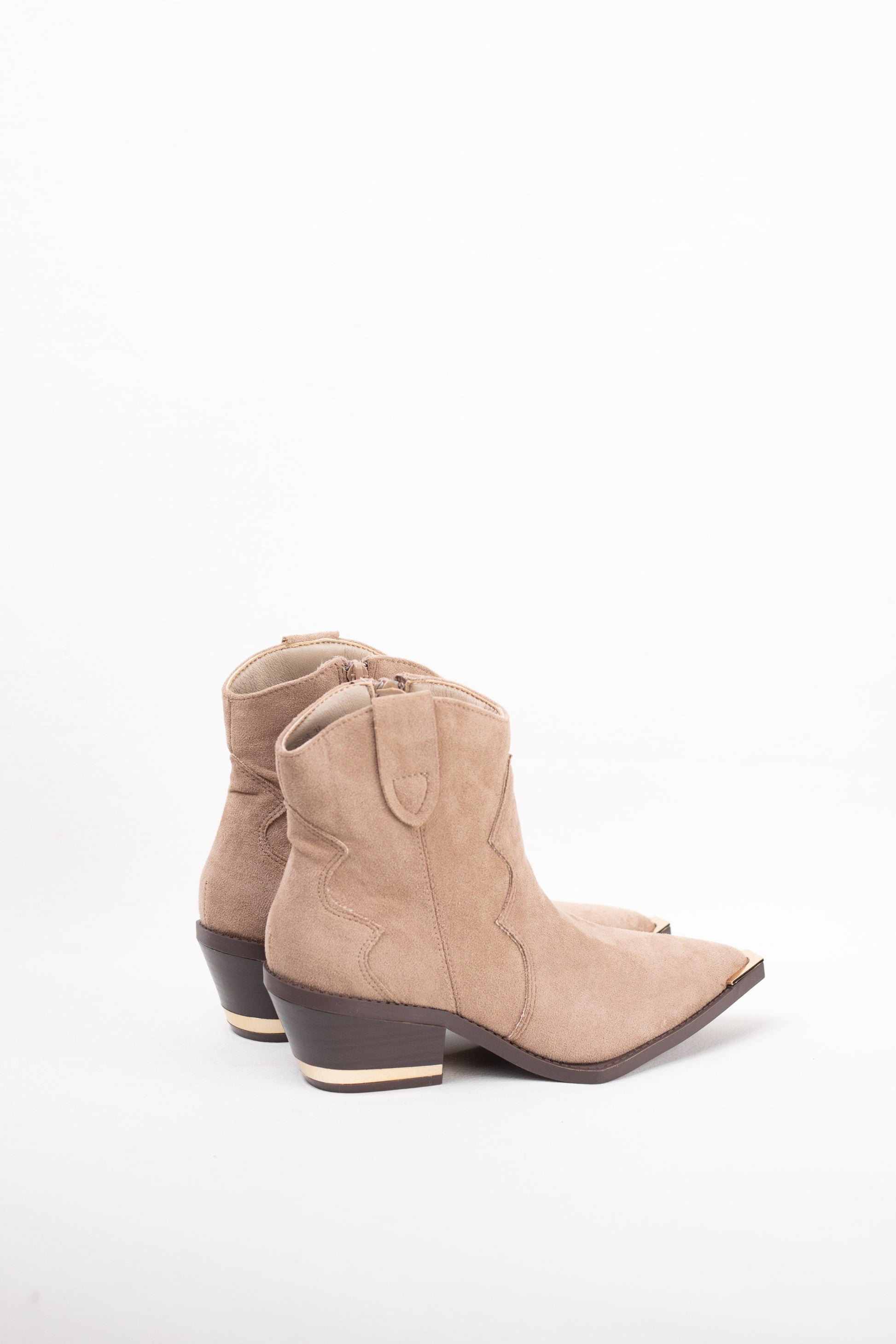 botines cowboy mujer con tacon bajo con detalle metalico Khaki 39