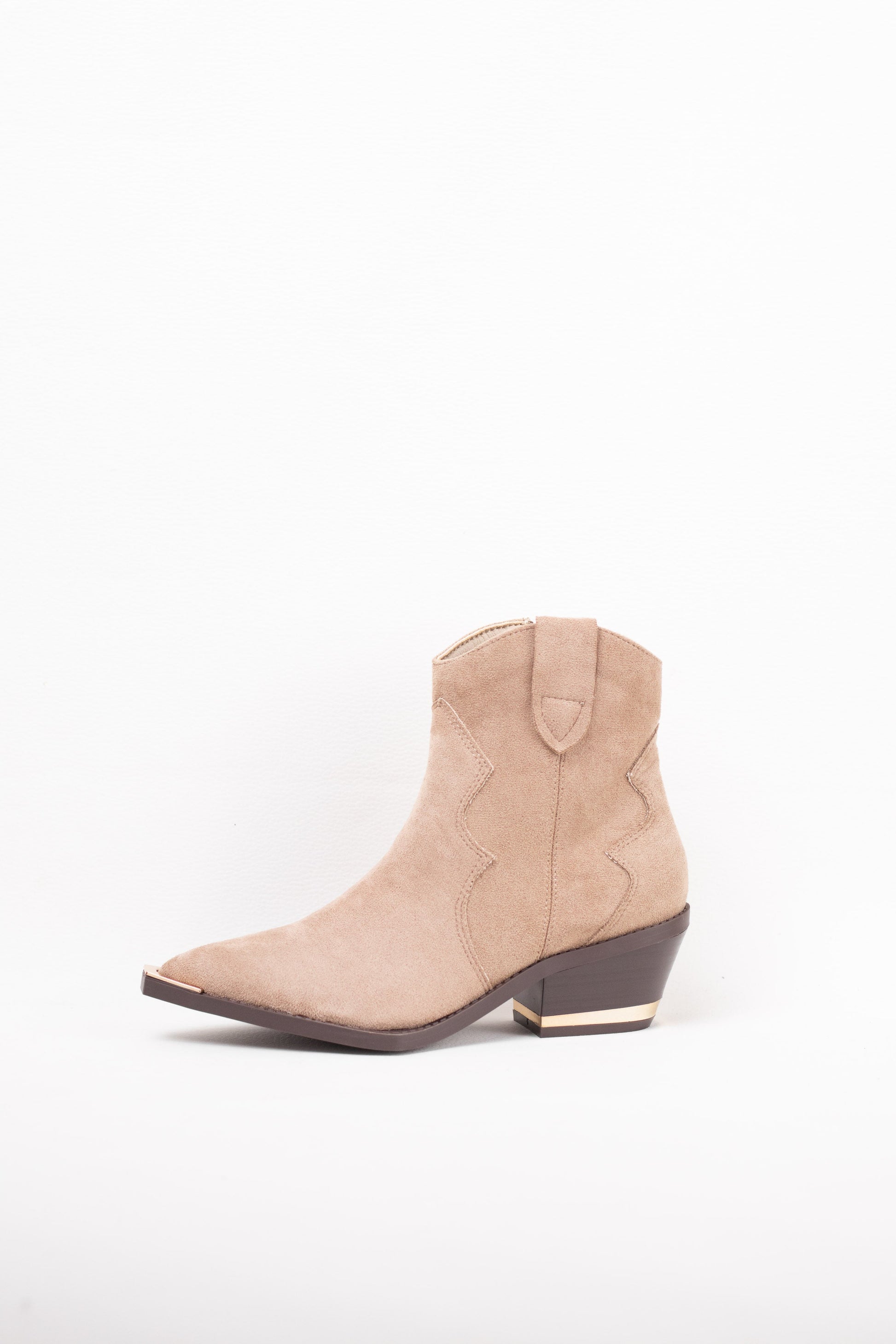 botines cowboy mujer con tacon bajo con detalle metalico Khaki 40