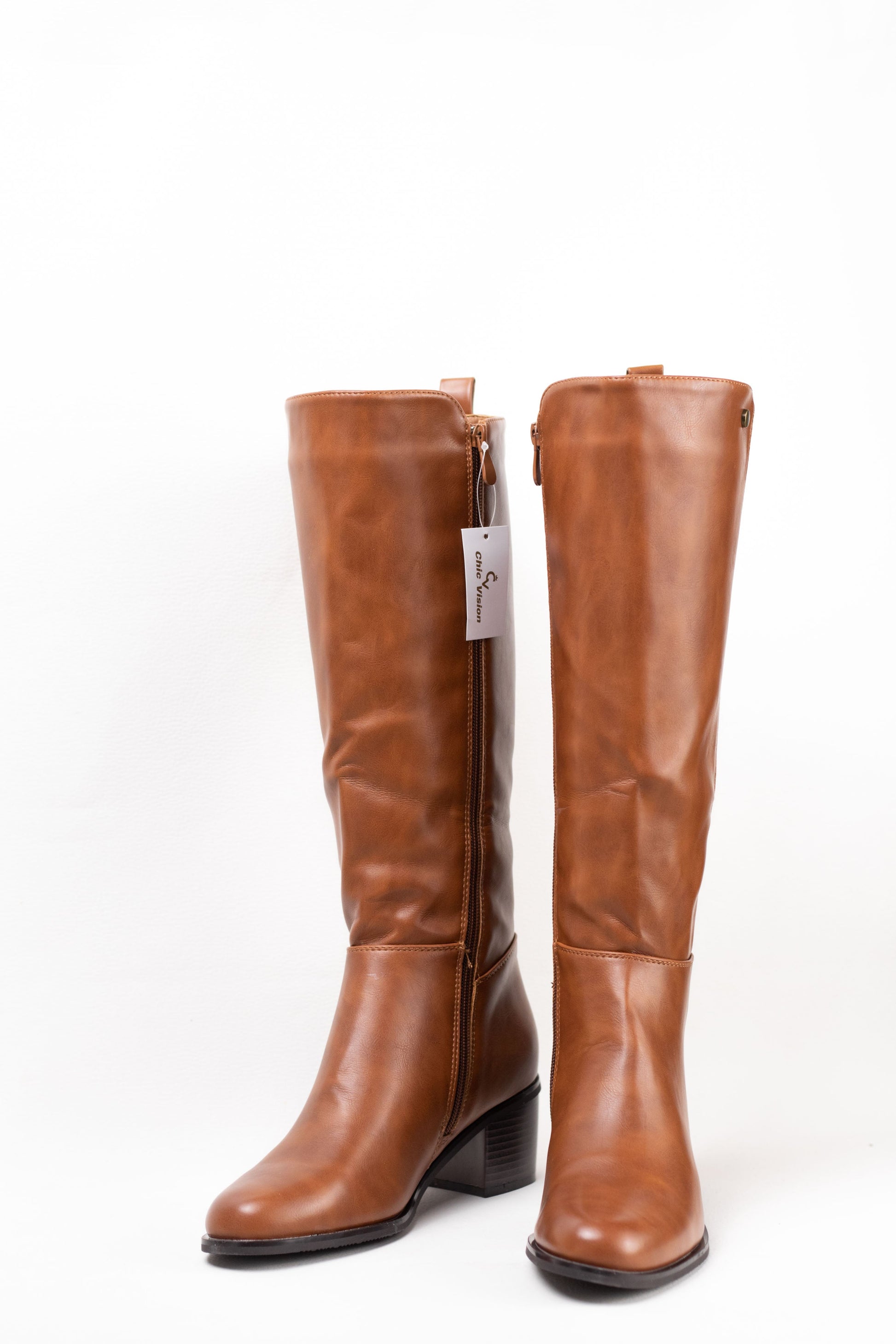 botas altas mujer con tacon gordo Camel 38