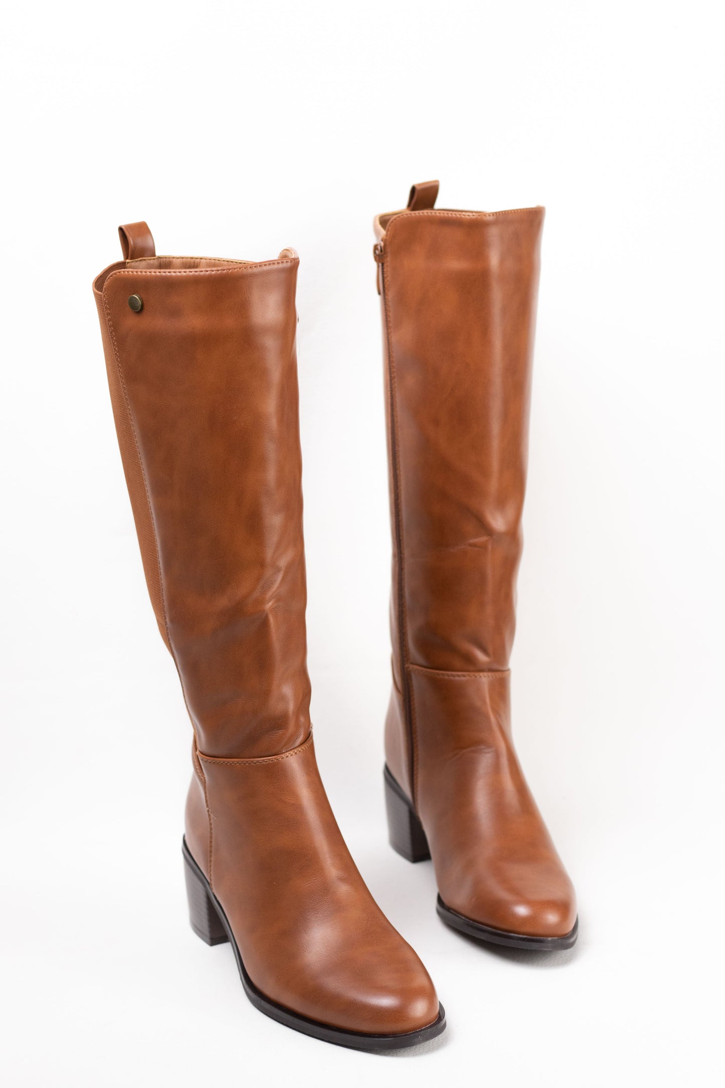 botas altas mujer con tacon gordo Camel 36