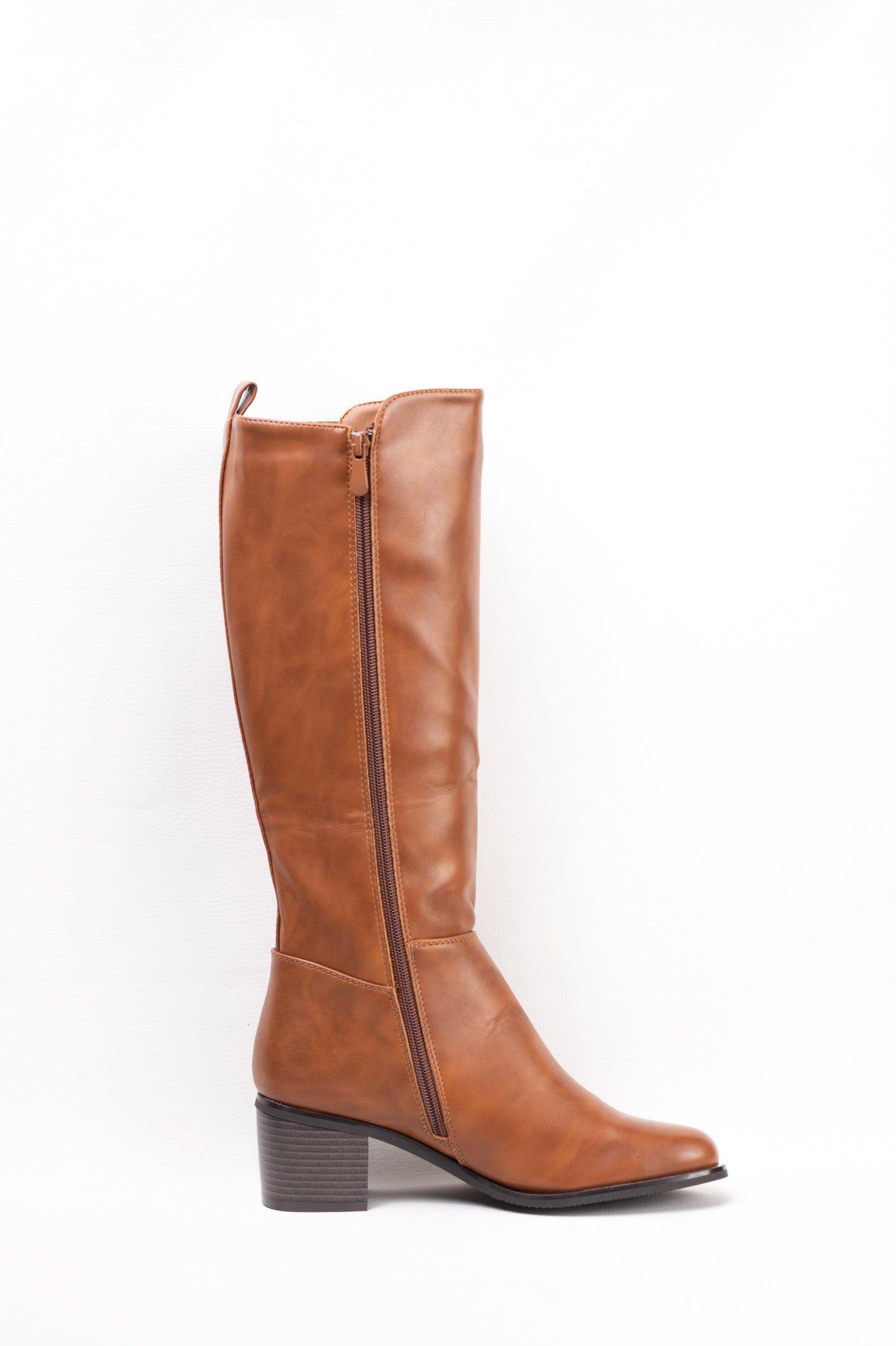 botas altas mujer con tacon gordo Camel 40