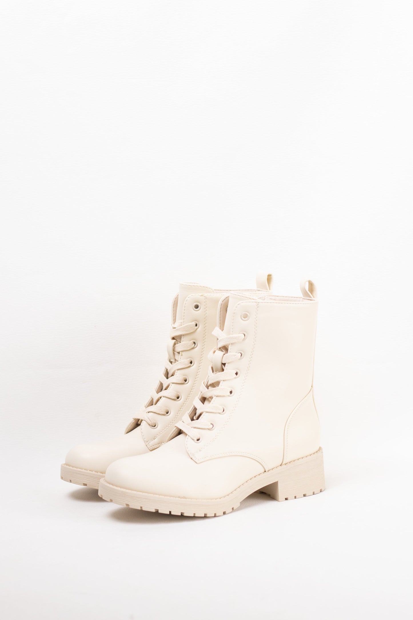 botas militares mujer mini plataforma con cremallera Beige 36