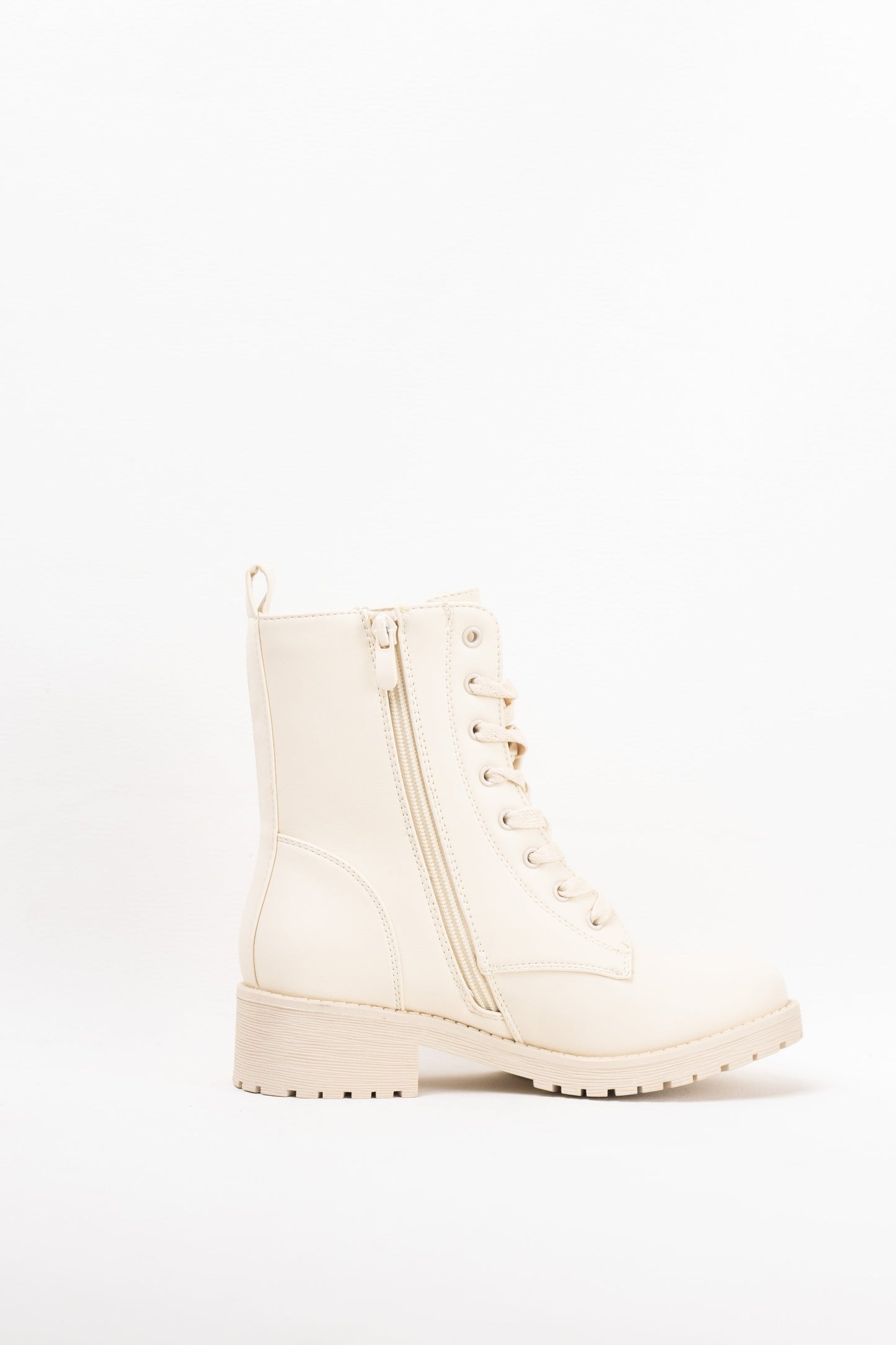 botas militares mujer mini plataforma con cremallera Beige 40