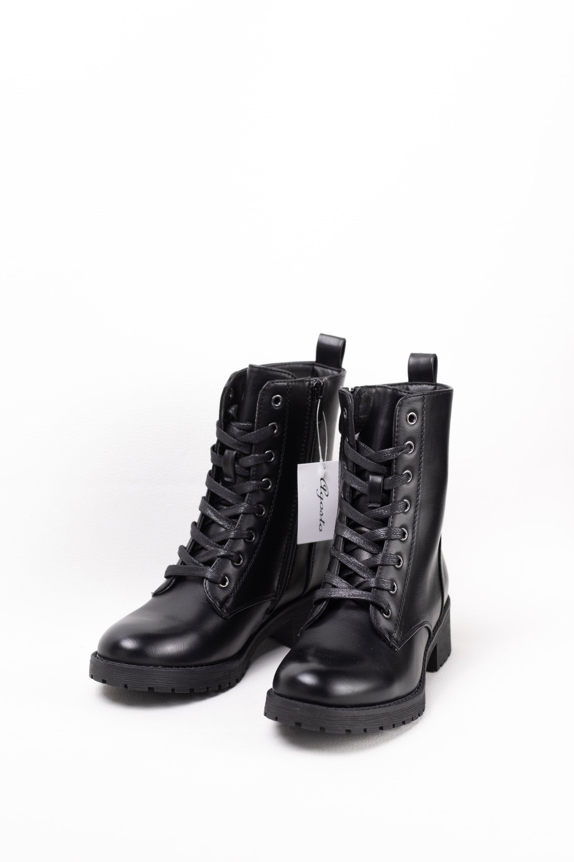 botas militares mujer mini plataforma con cremallera Negro 38