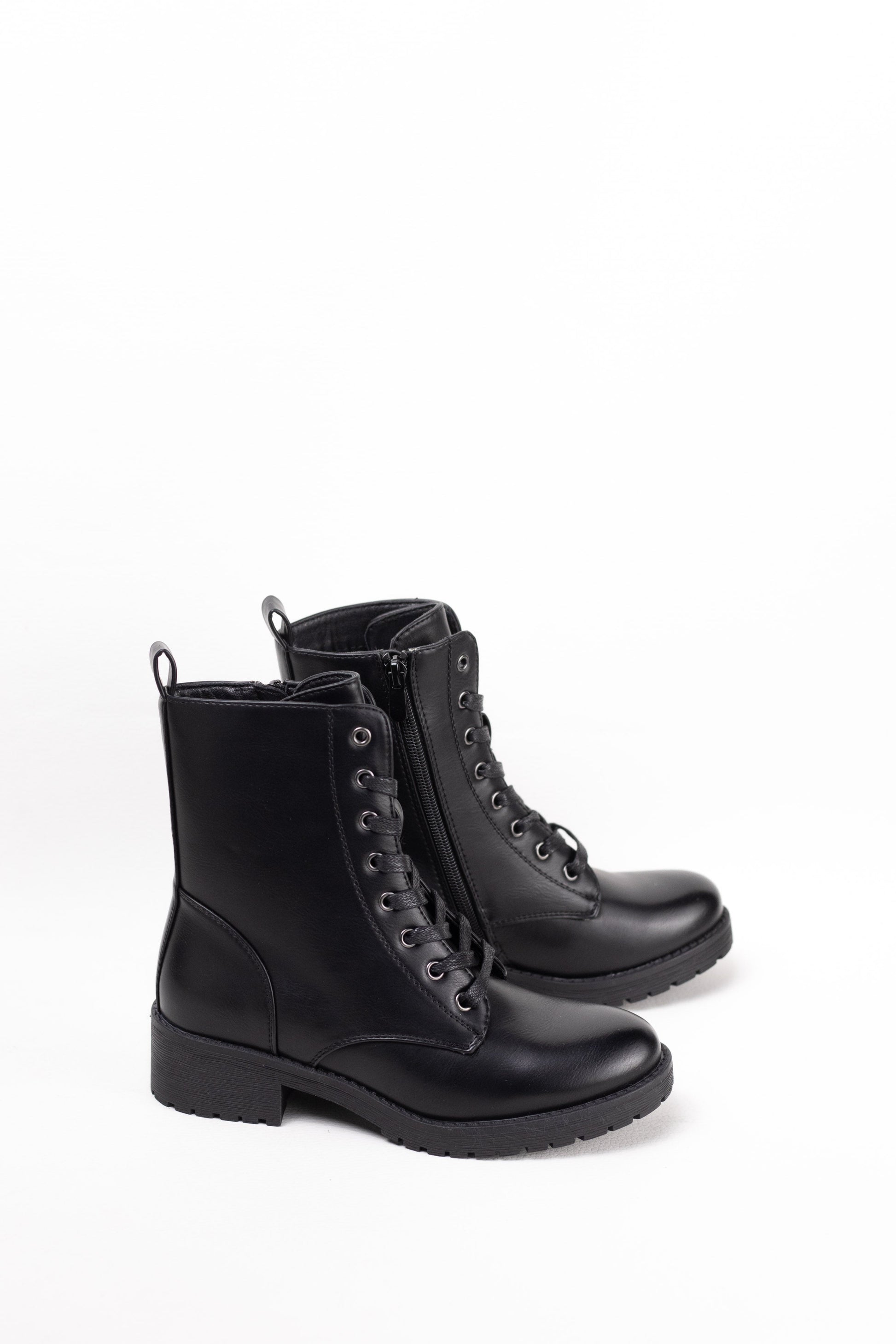 botas militares mujer mini plataforma con cremallera Negro 37