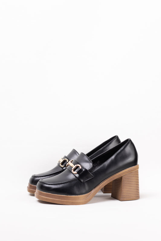 mocasin mujer con tacon alto y plataforma Negro 36