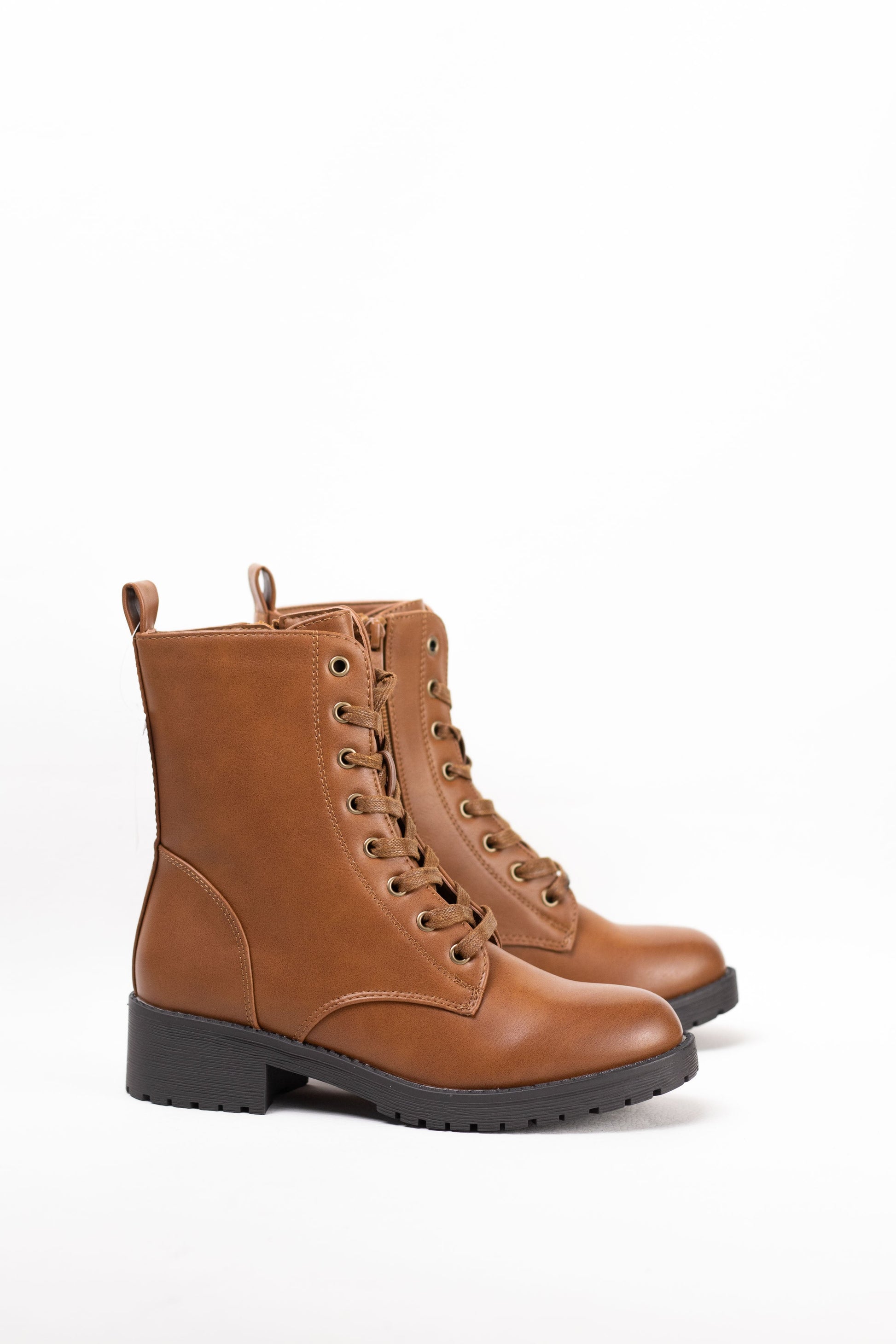 botas militares mujer mini plataforma con cremallera Camel 37