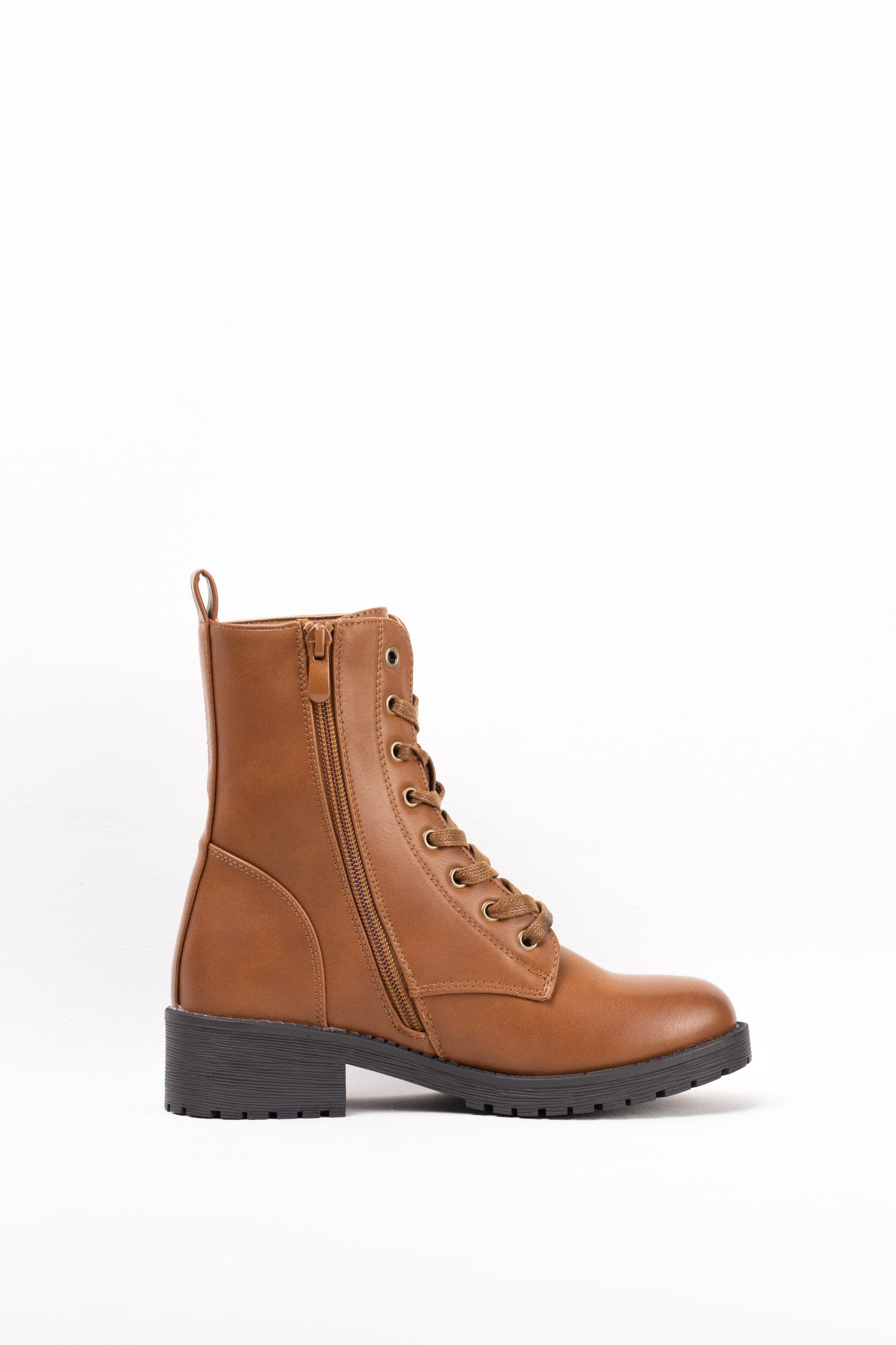 botas militares mujer mini plataforma con cremallera Camel 41