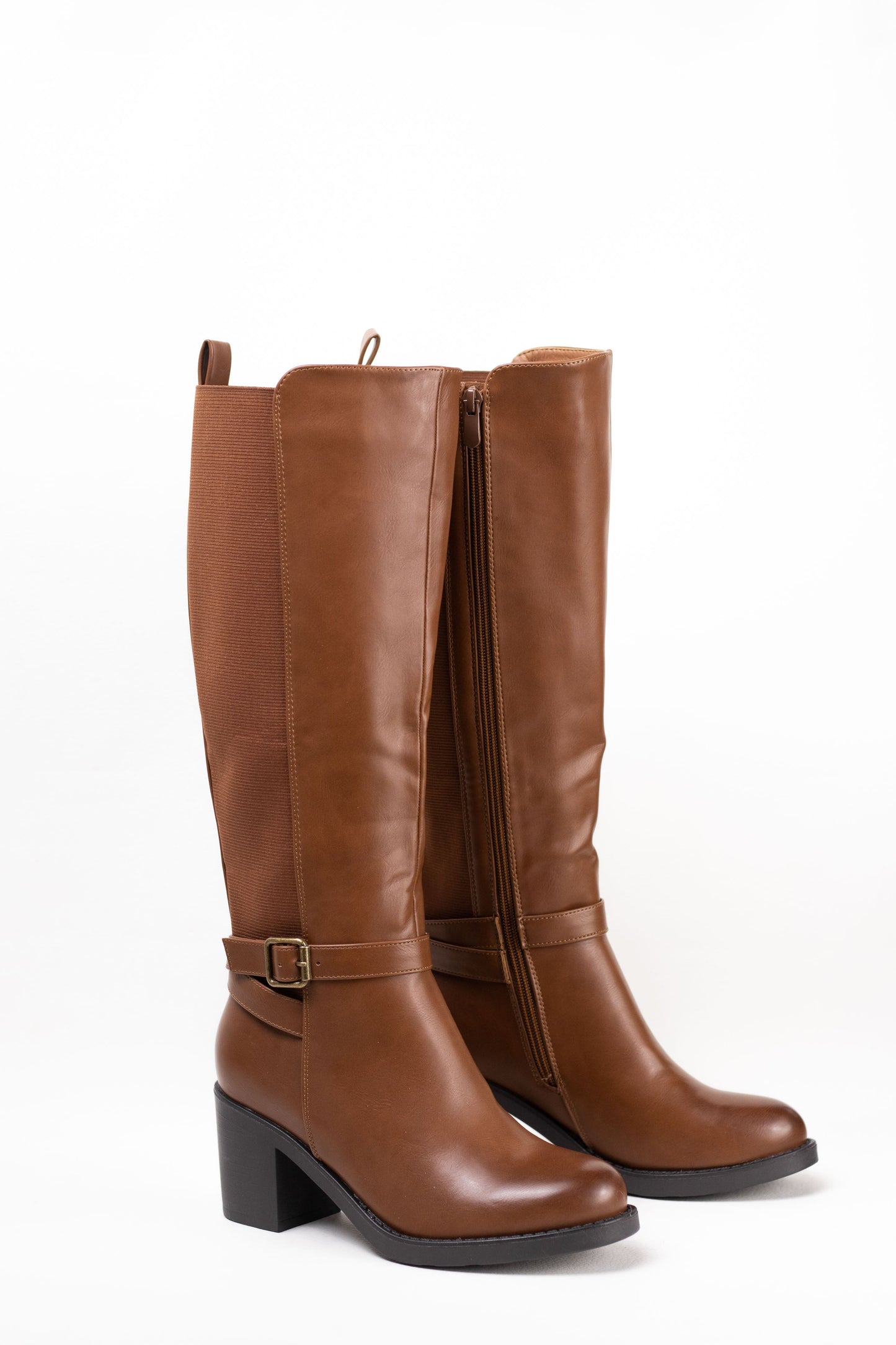 botas altas mujer con tacon alto Camel 37