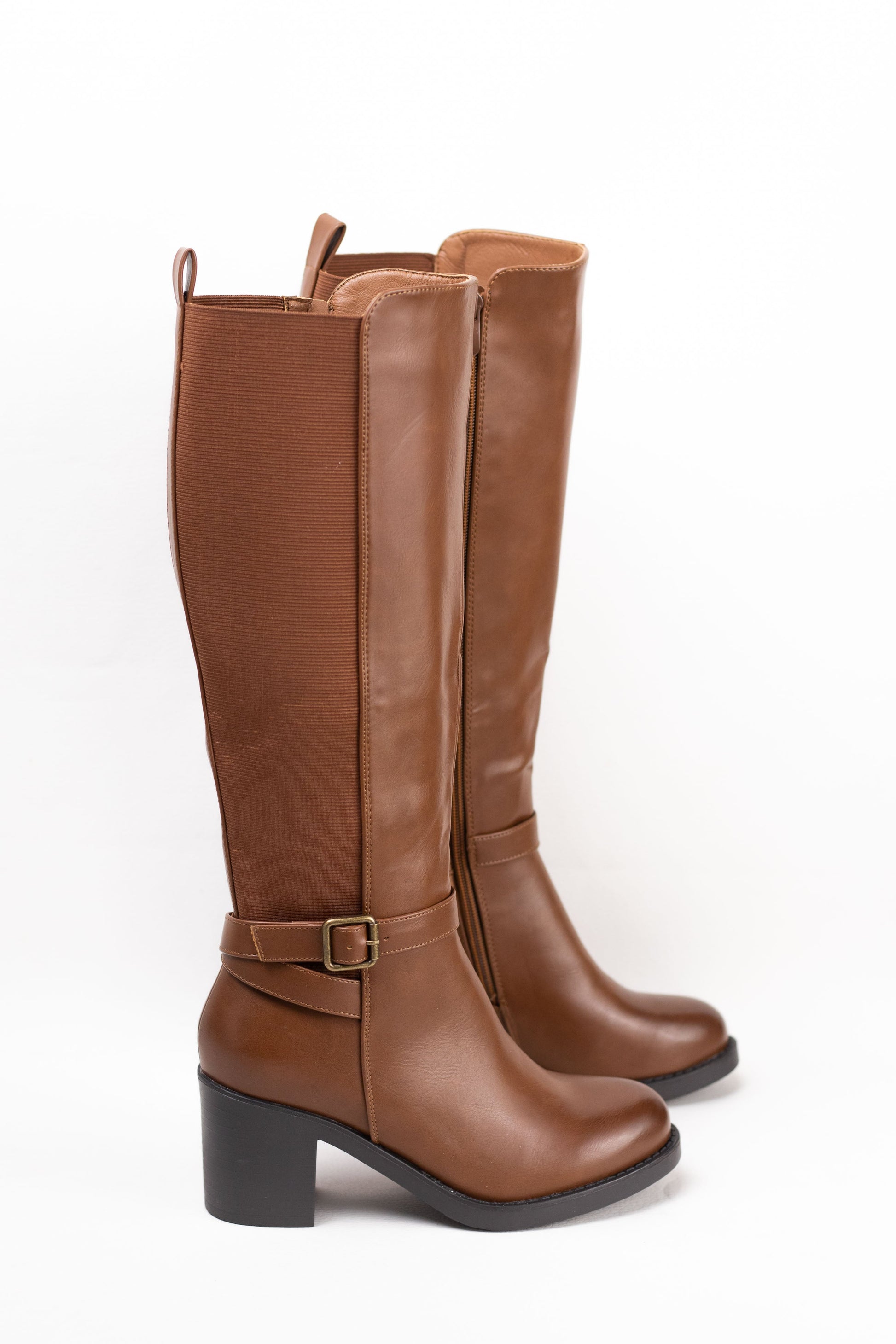 botas altas mujer con tacon alto Camel 39