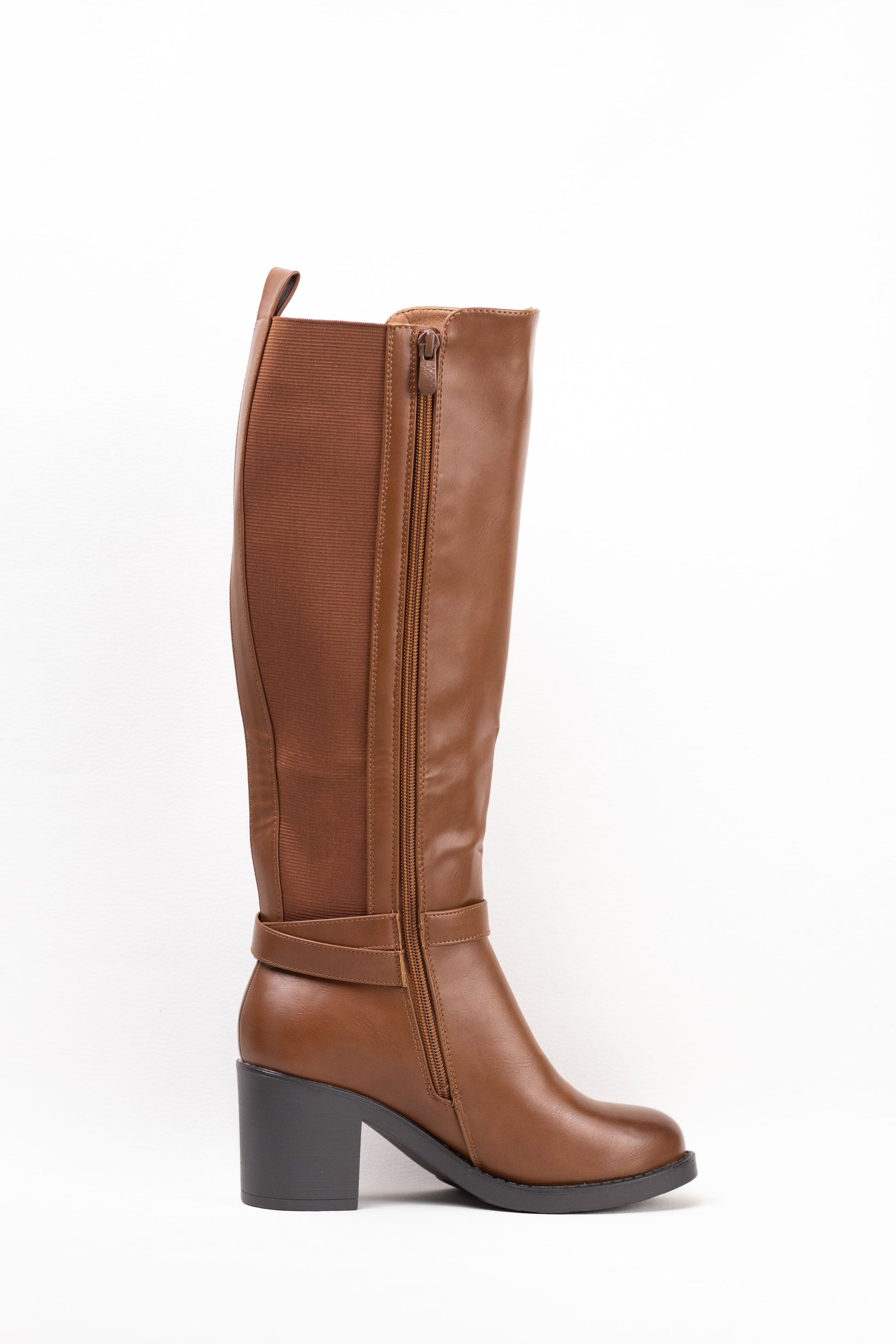 botas altas mujer con tacon alto Camel 41