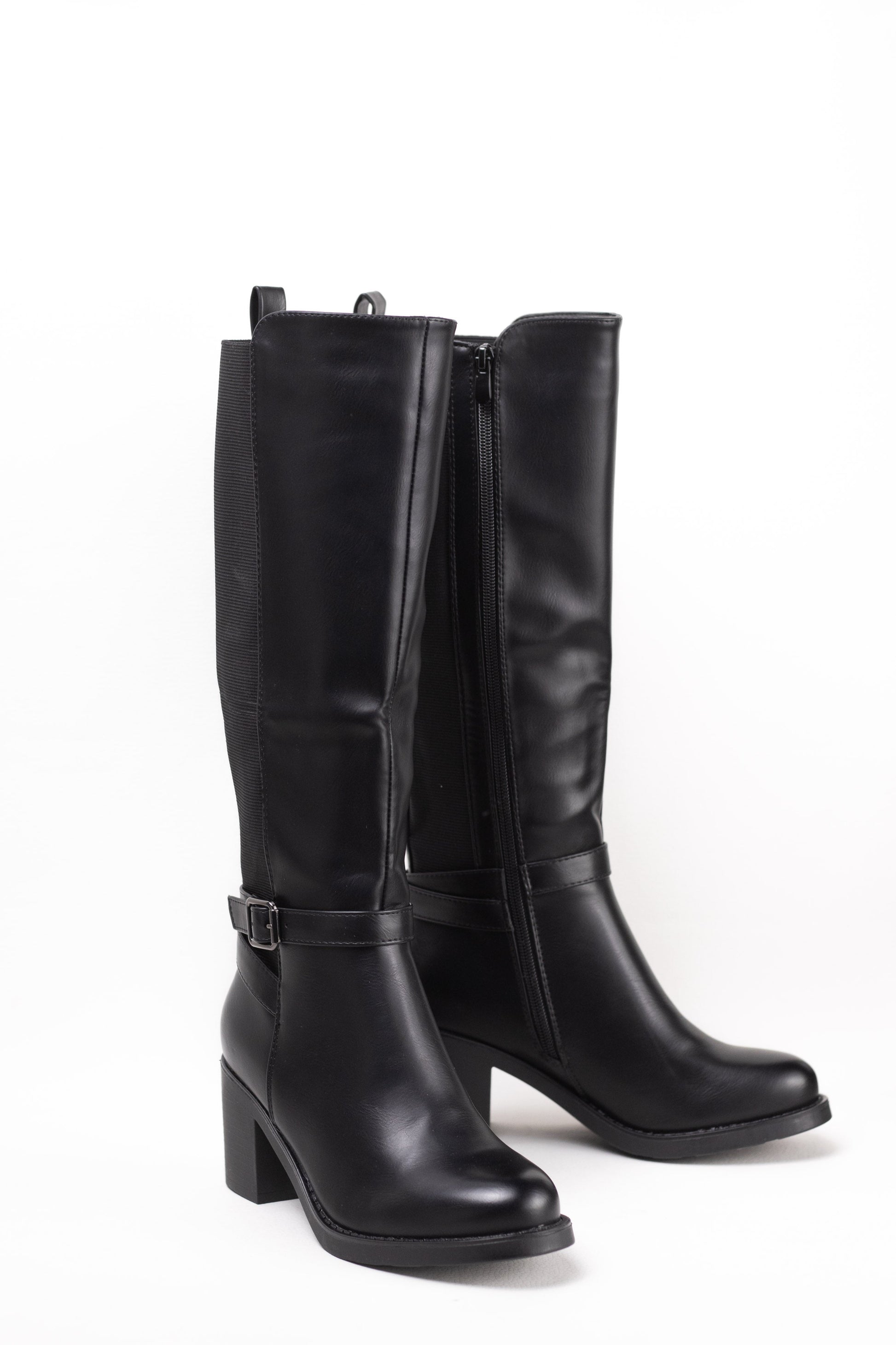 botas altas mujer con tacon alto Negro 37