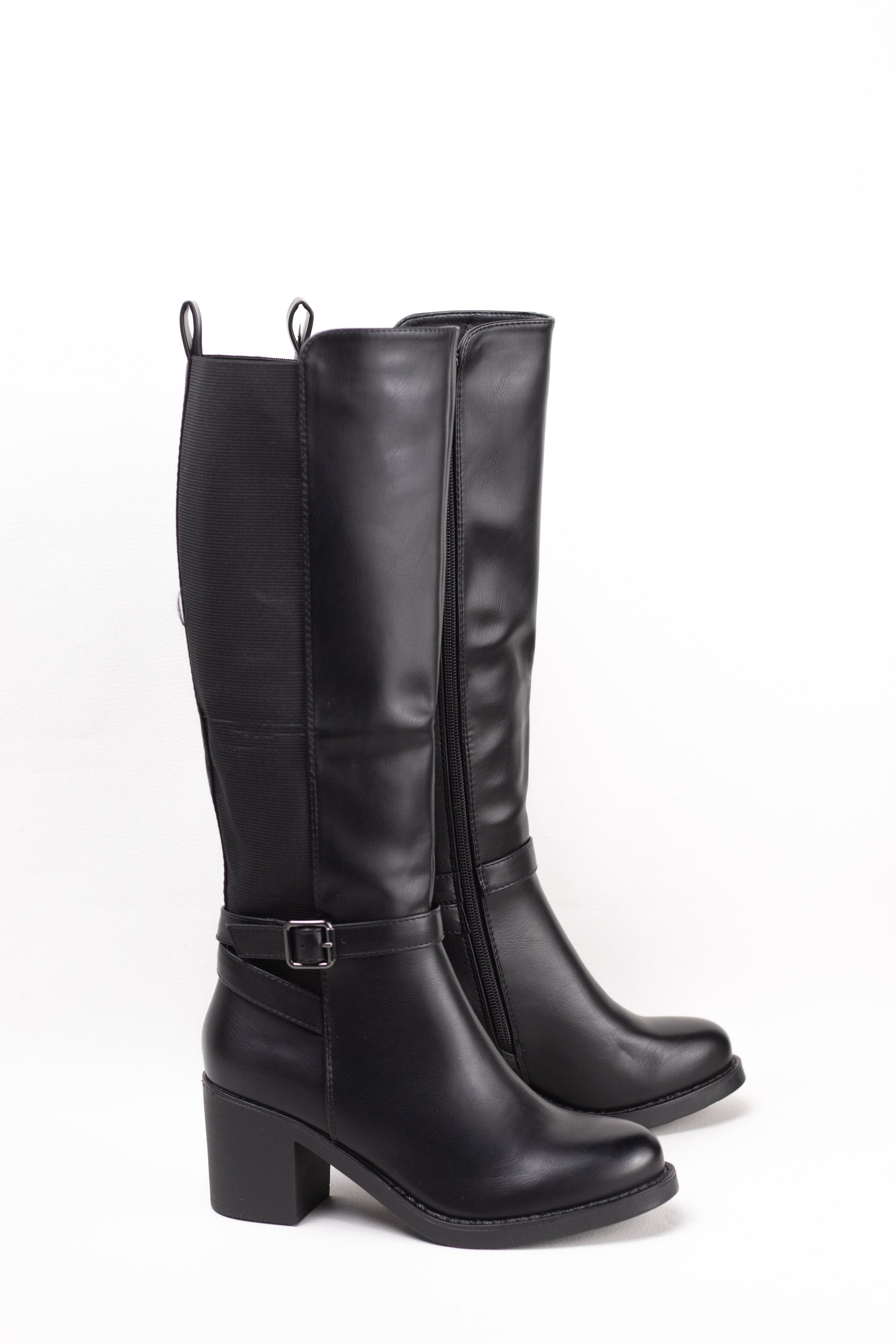 botas altas mujer con tacon alto Negro 38