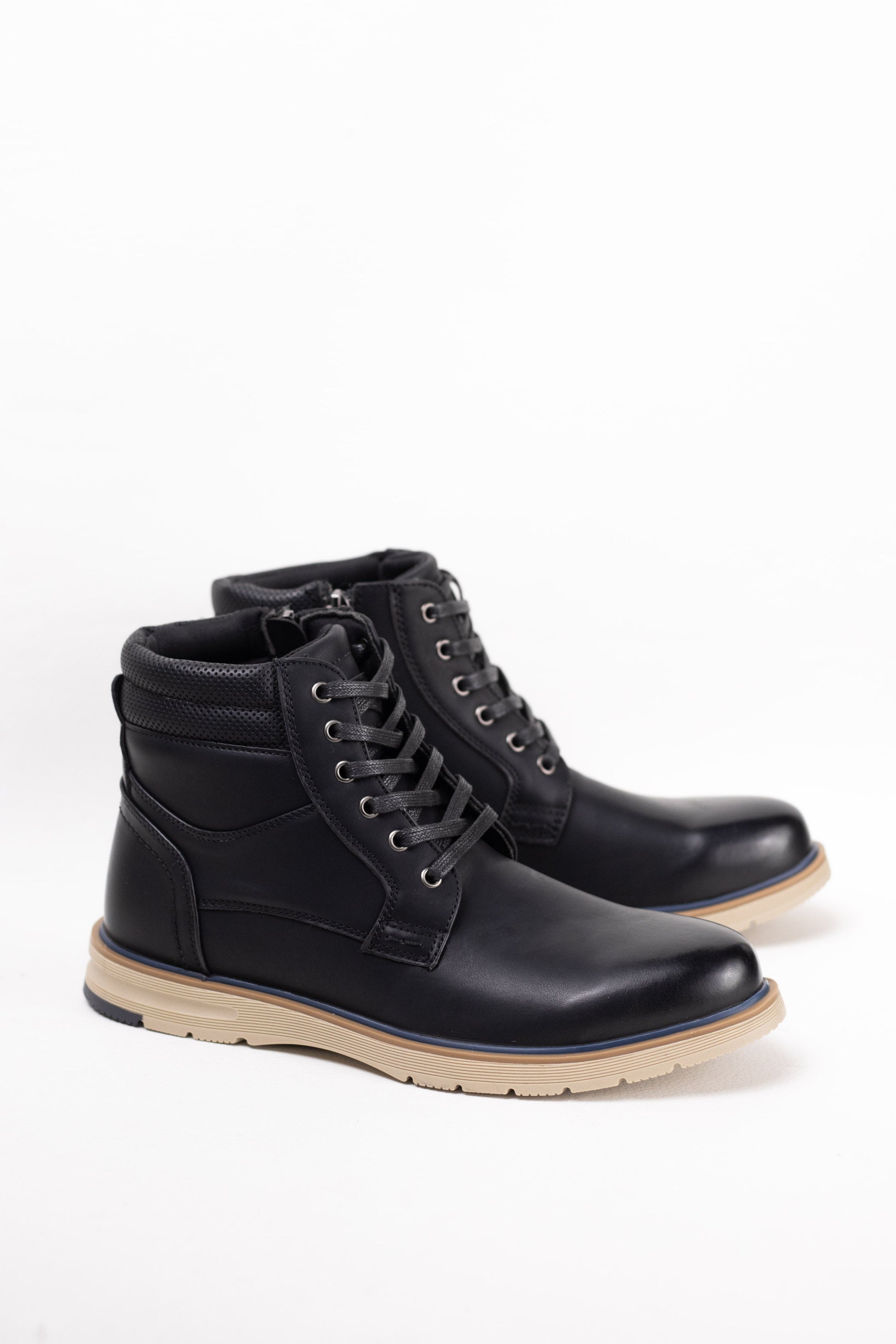 botines hombre suela plana con cordones Negro 43