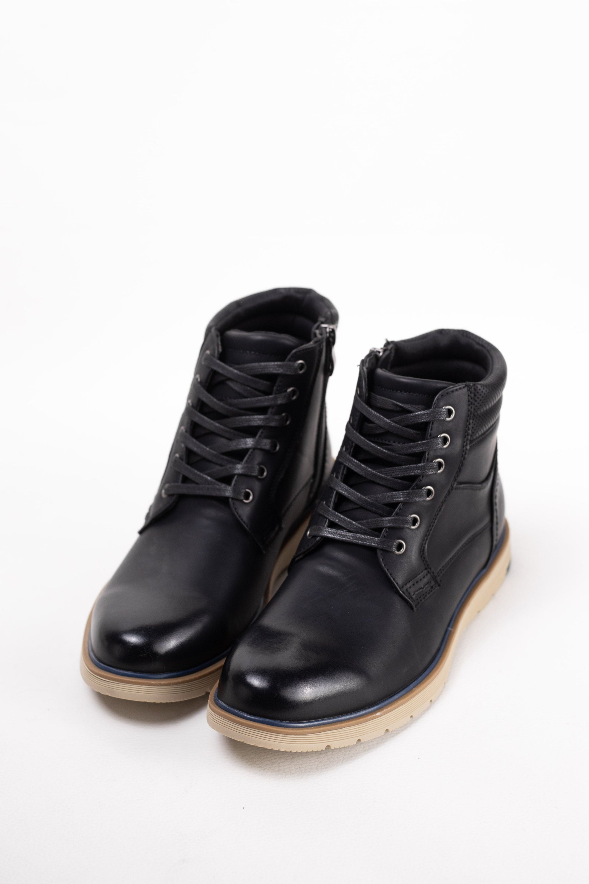 botines hombre suela plana con cordones Negro 42