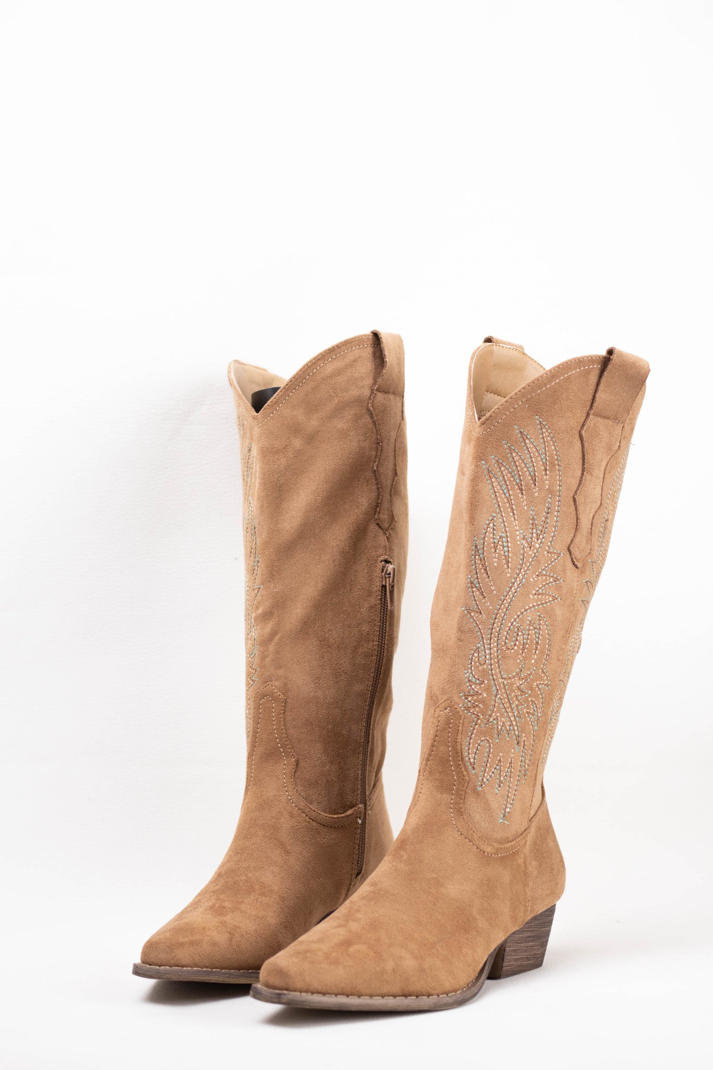 botas cowboy camperas con cremallera Camel con costuras en contraste 41