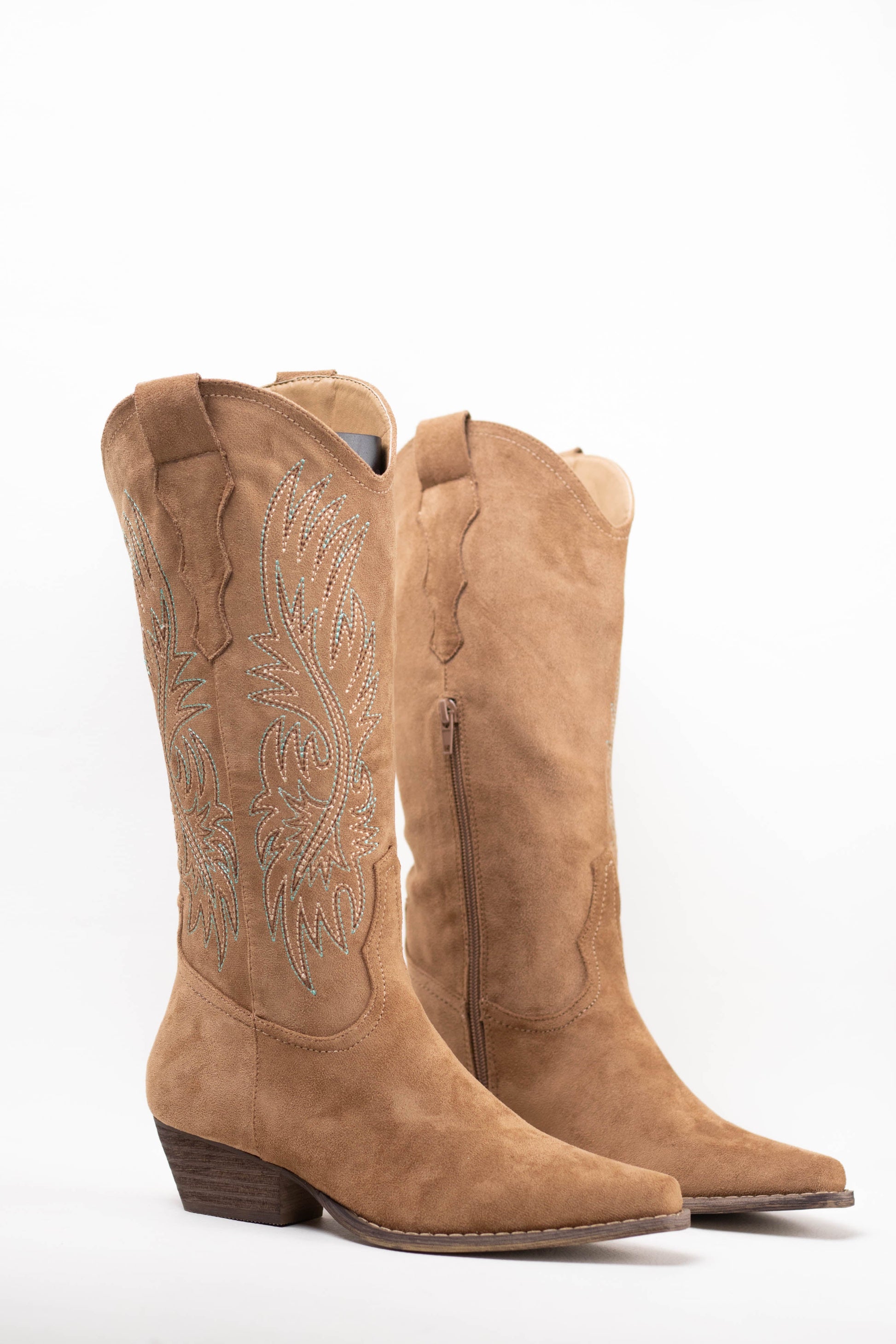 botas cowboy camperas con cremallera Camel con costuras en contraste 39