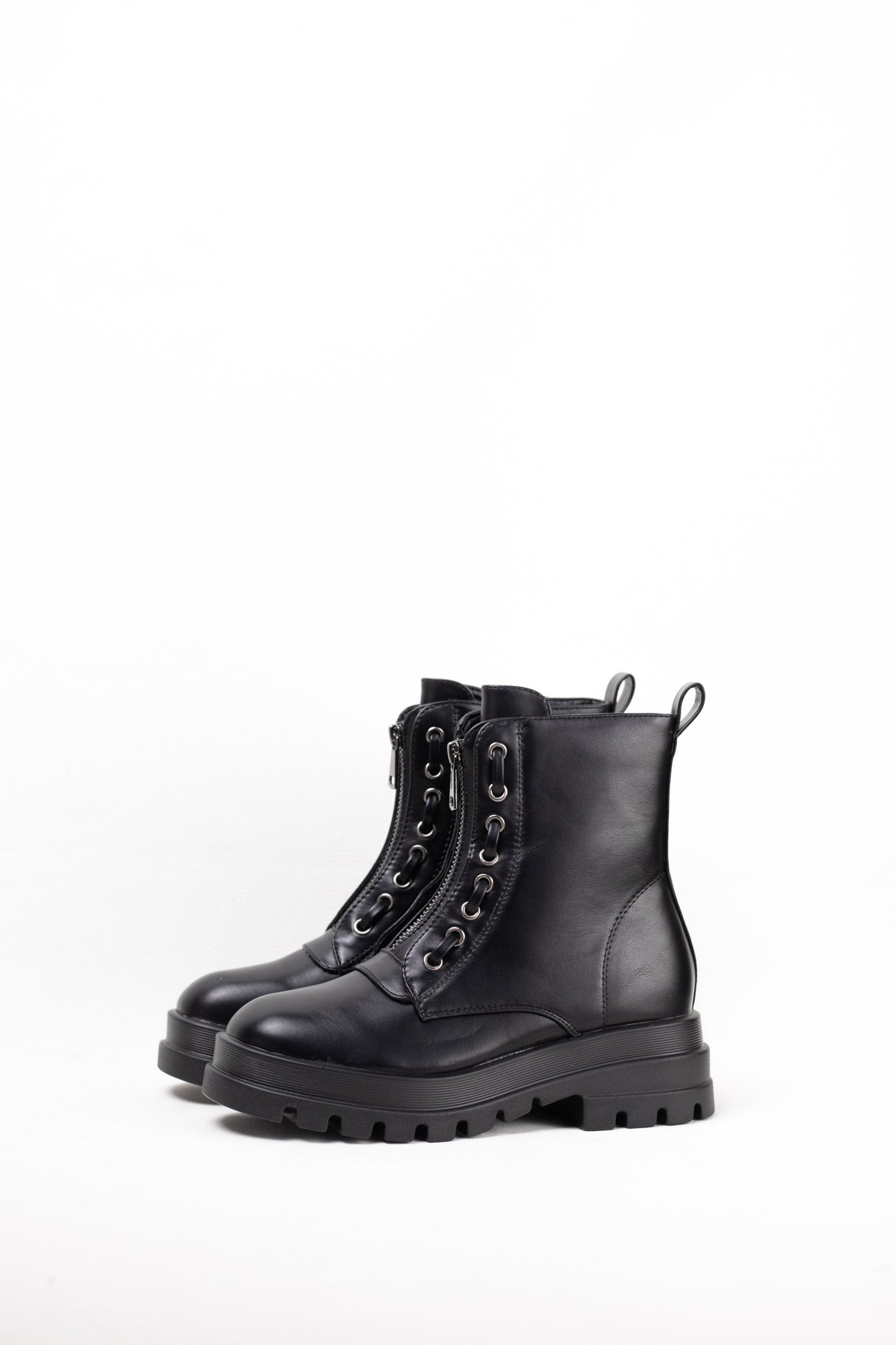 botas militares plataforma mujer con cremallera central Negro 36