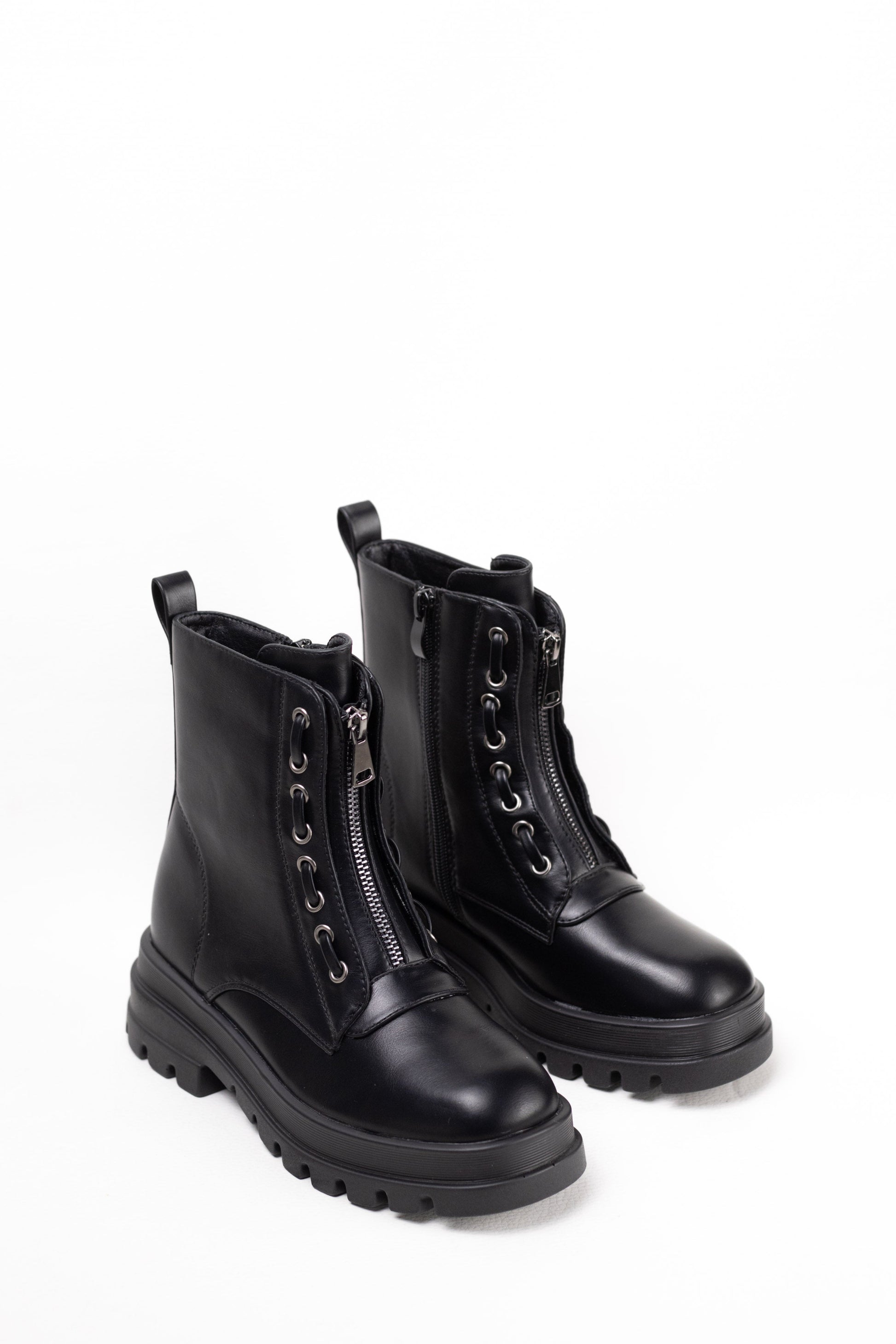 botas militares plataforma mujer con cremallera central Negro 37