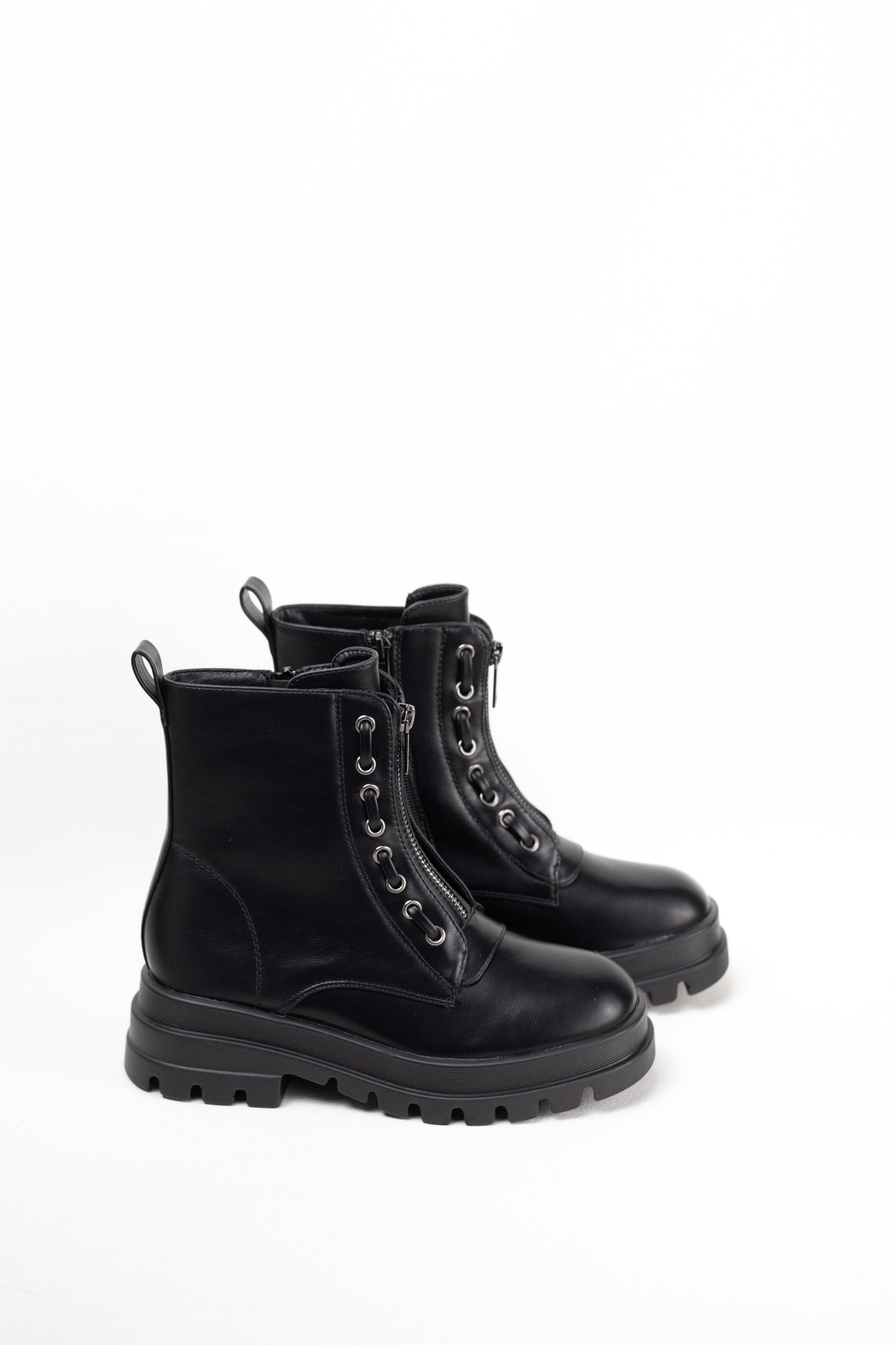 botas militares plataforma mujer con cremallera central Negro 38