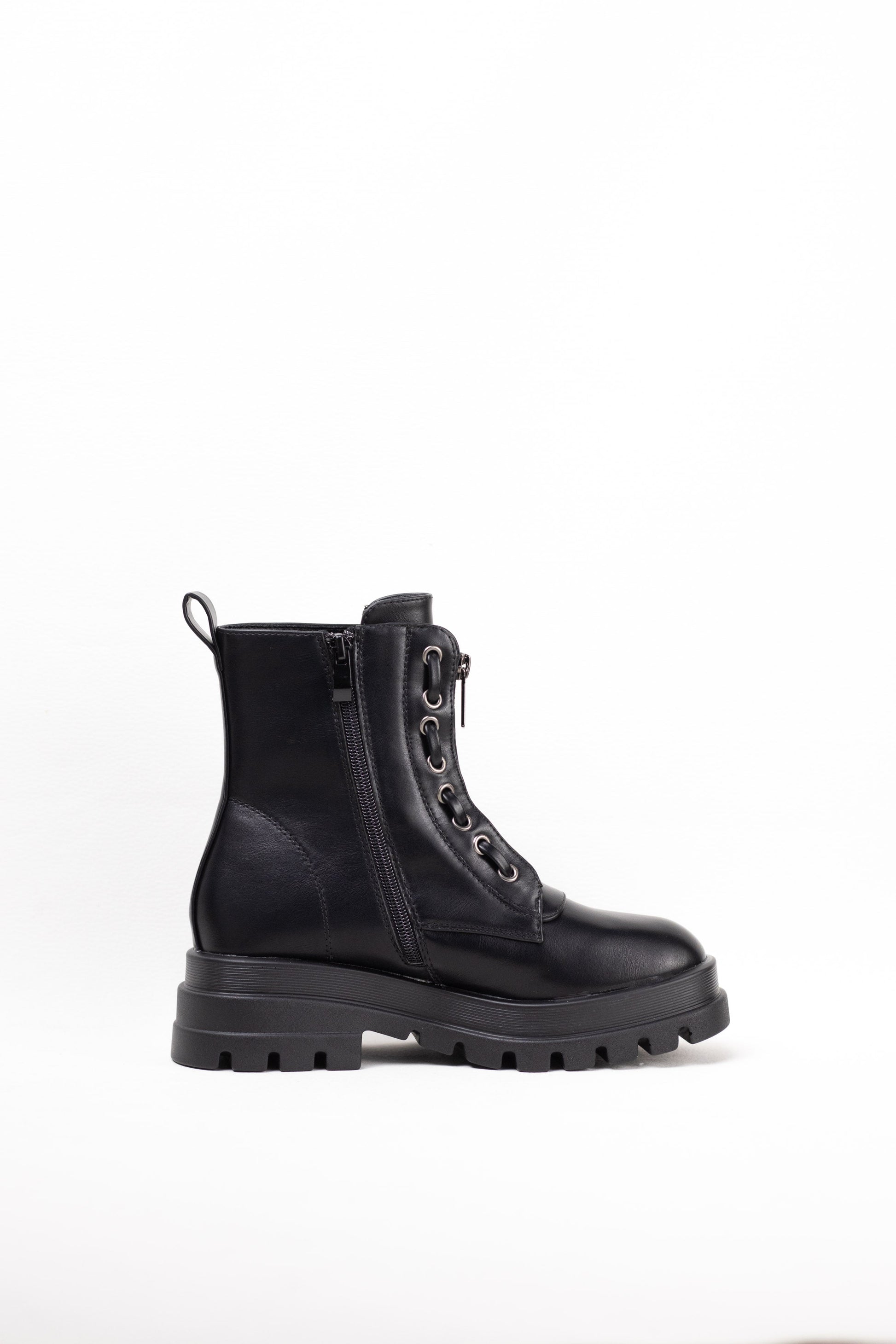 botas militares plataforma mujer con cremallera central Negro 40