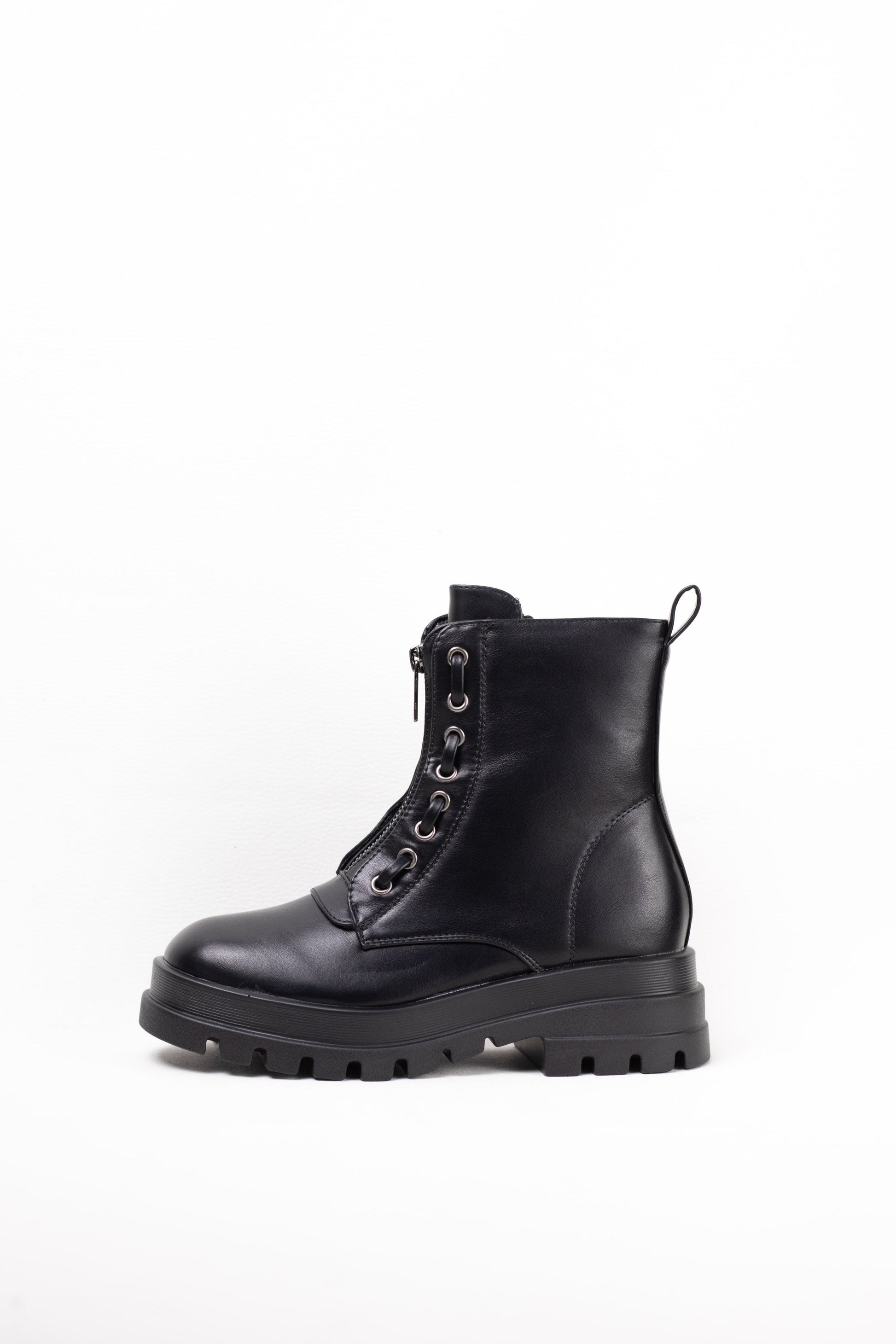 botas militares plataforma mujer con cremallera central Negro 39