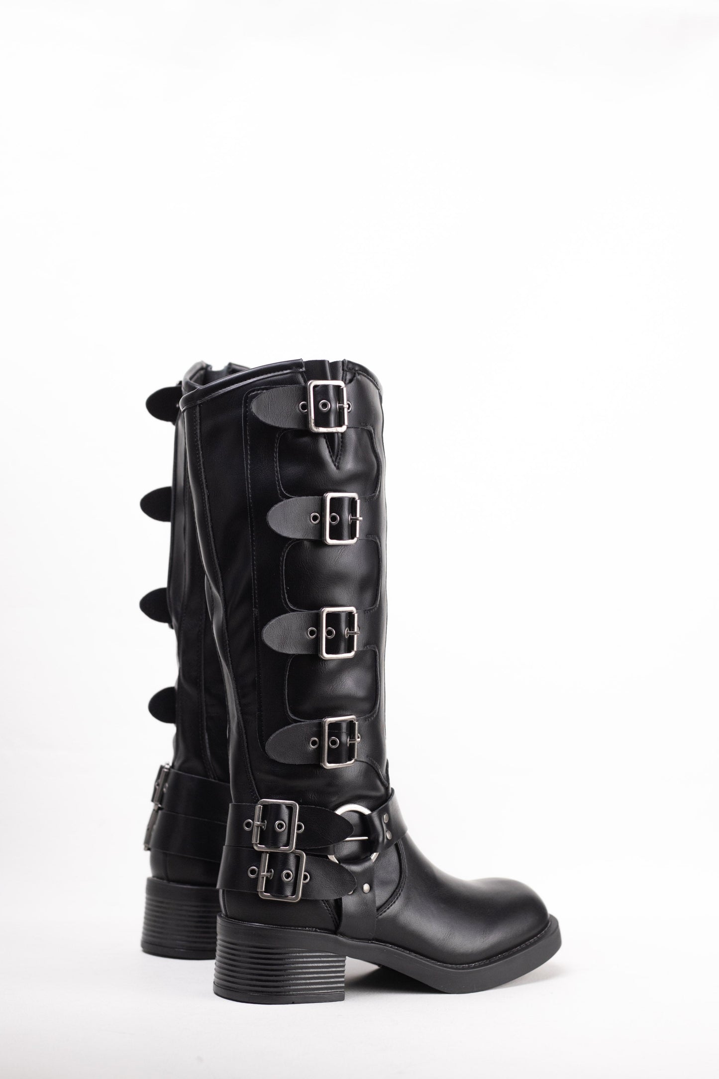 botas moteras mujer estilo punk con cremallera Negro 41