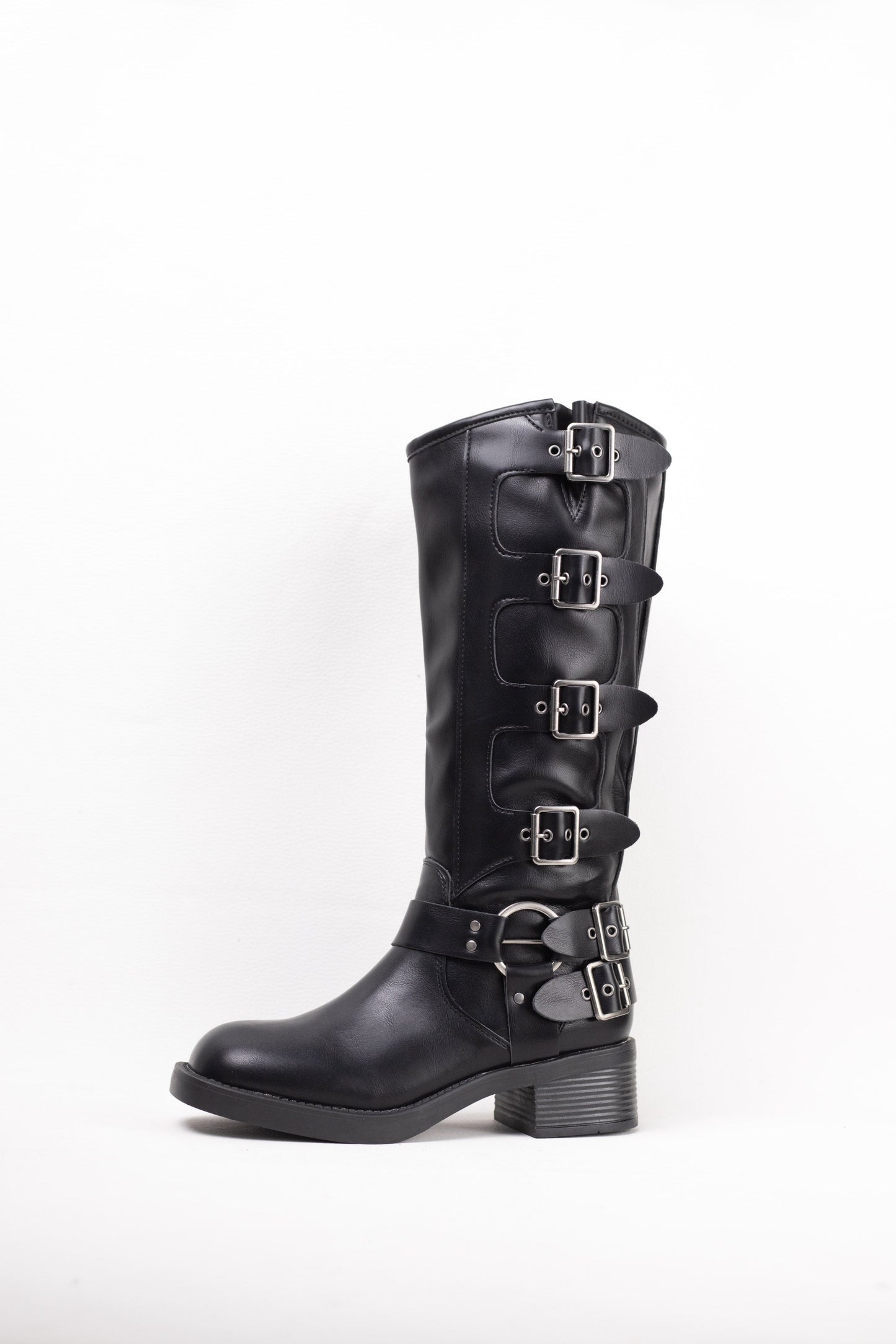 botas moteras mujer estilo punk con cremallera Camel 36