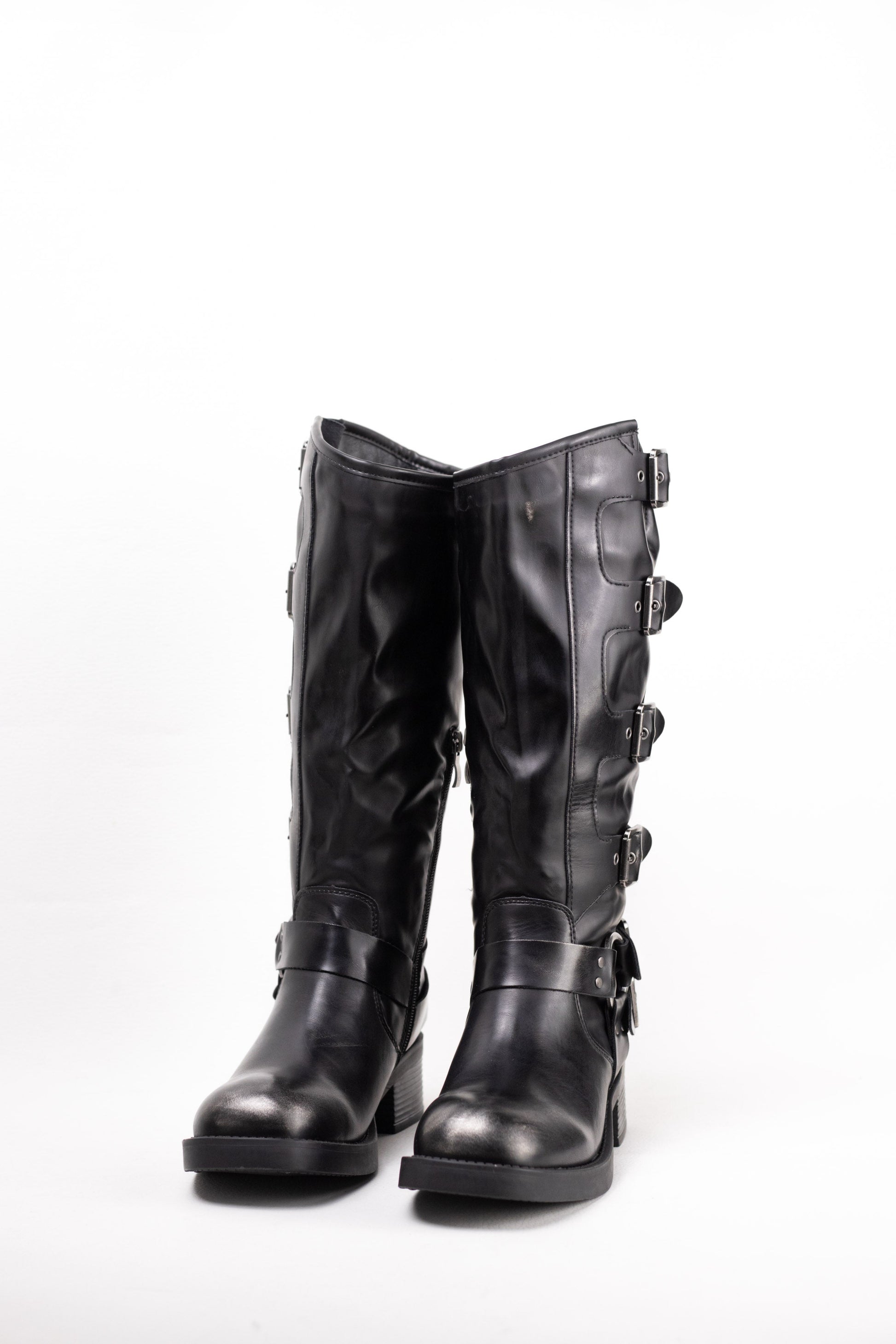 botas moteras mujer estilo punk con cremallera Negro efecto vintage 41