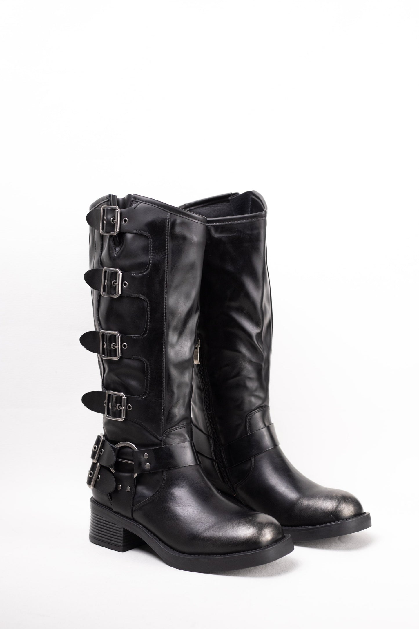 botas moteras mujer estilo punk con cremallera