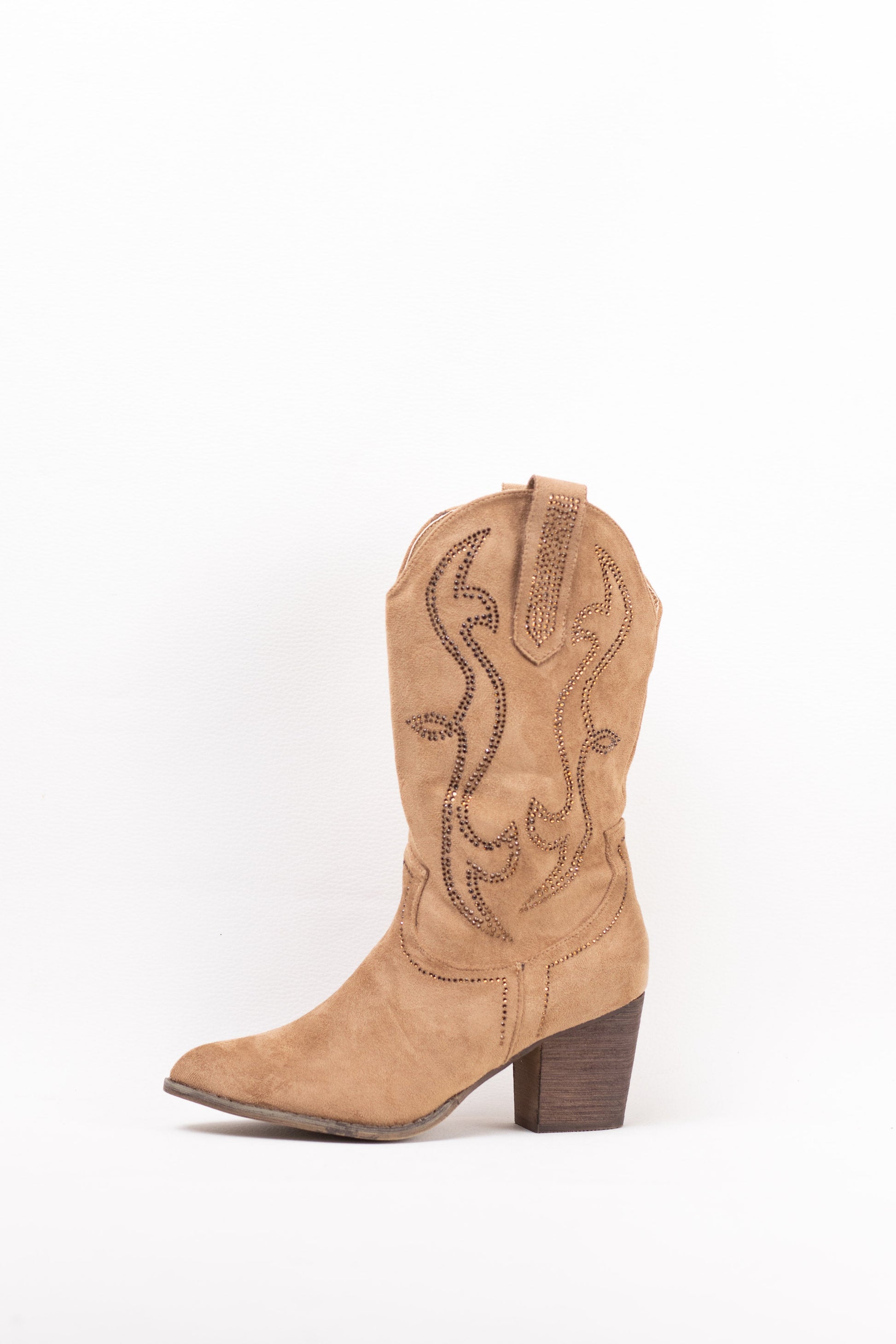 botas cowboy mujer abordadas con strass con tacon madera Camel 39