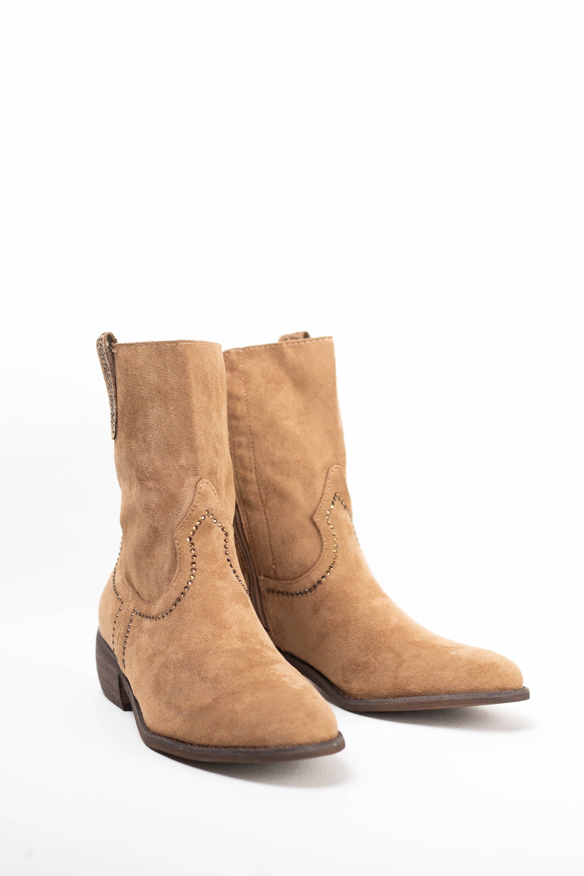 botines cowboy mujer planos con adornos strass Camel 39