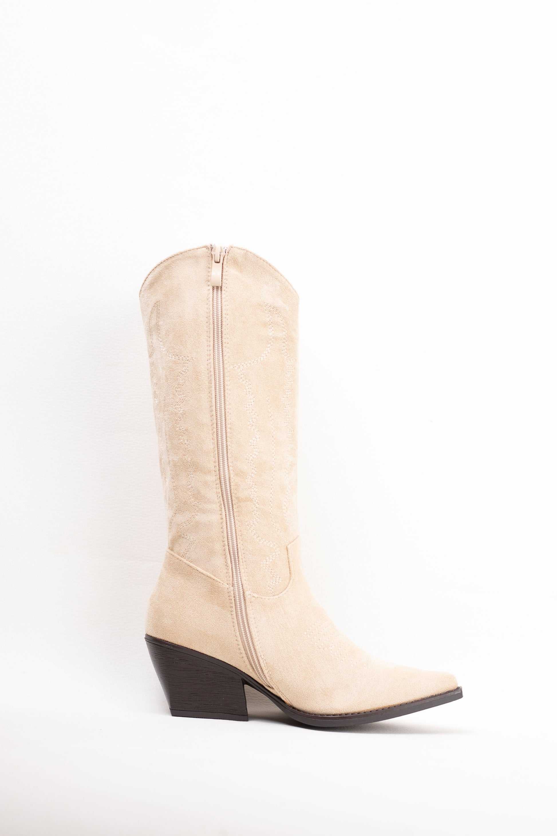 botas cowboy kaki con tacon mediano con cremallera Beige 40