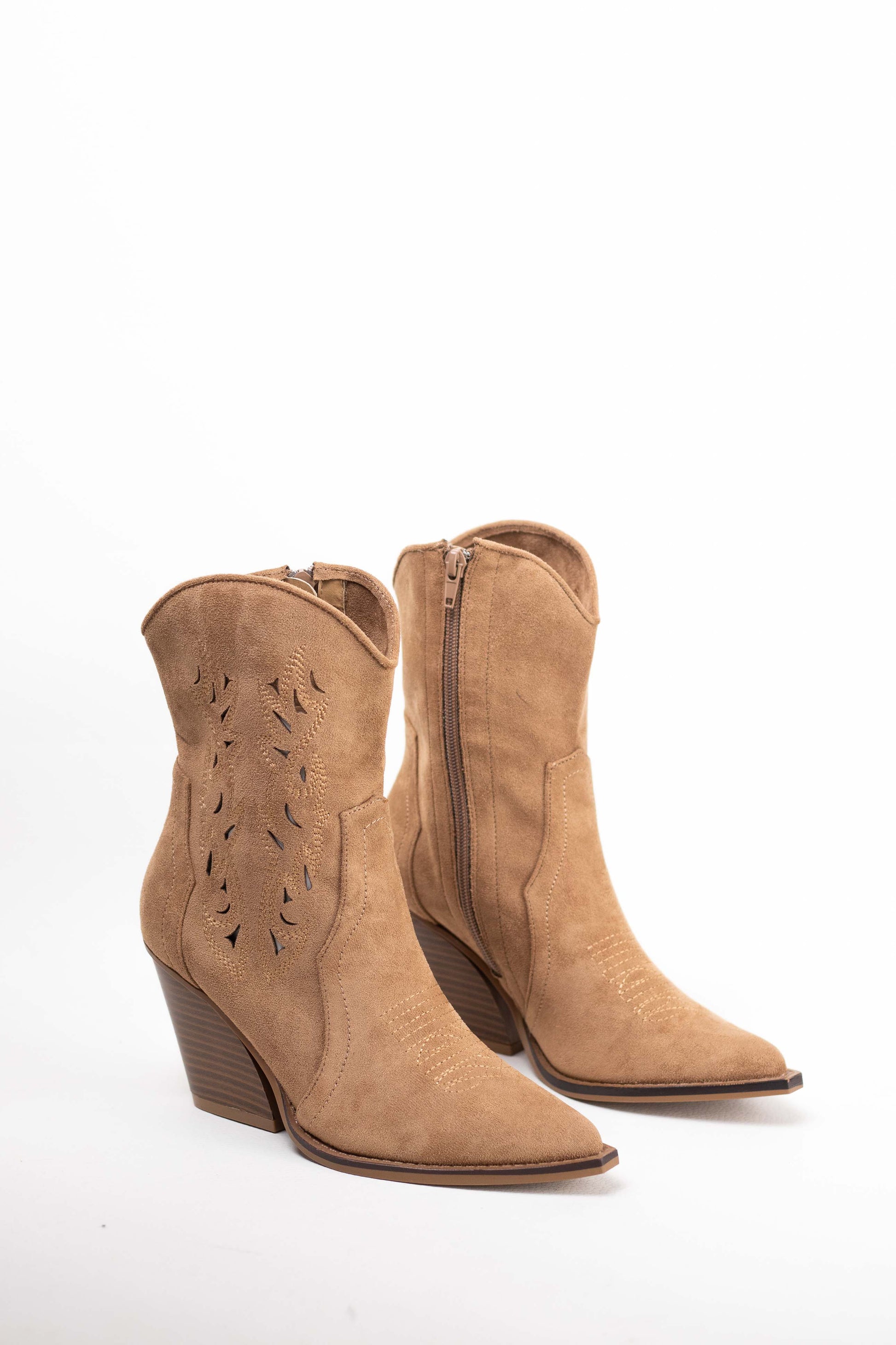 botines cowboy mujer troquelados Camel 38