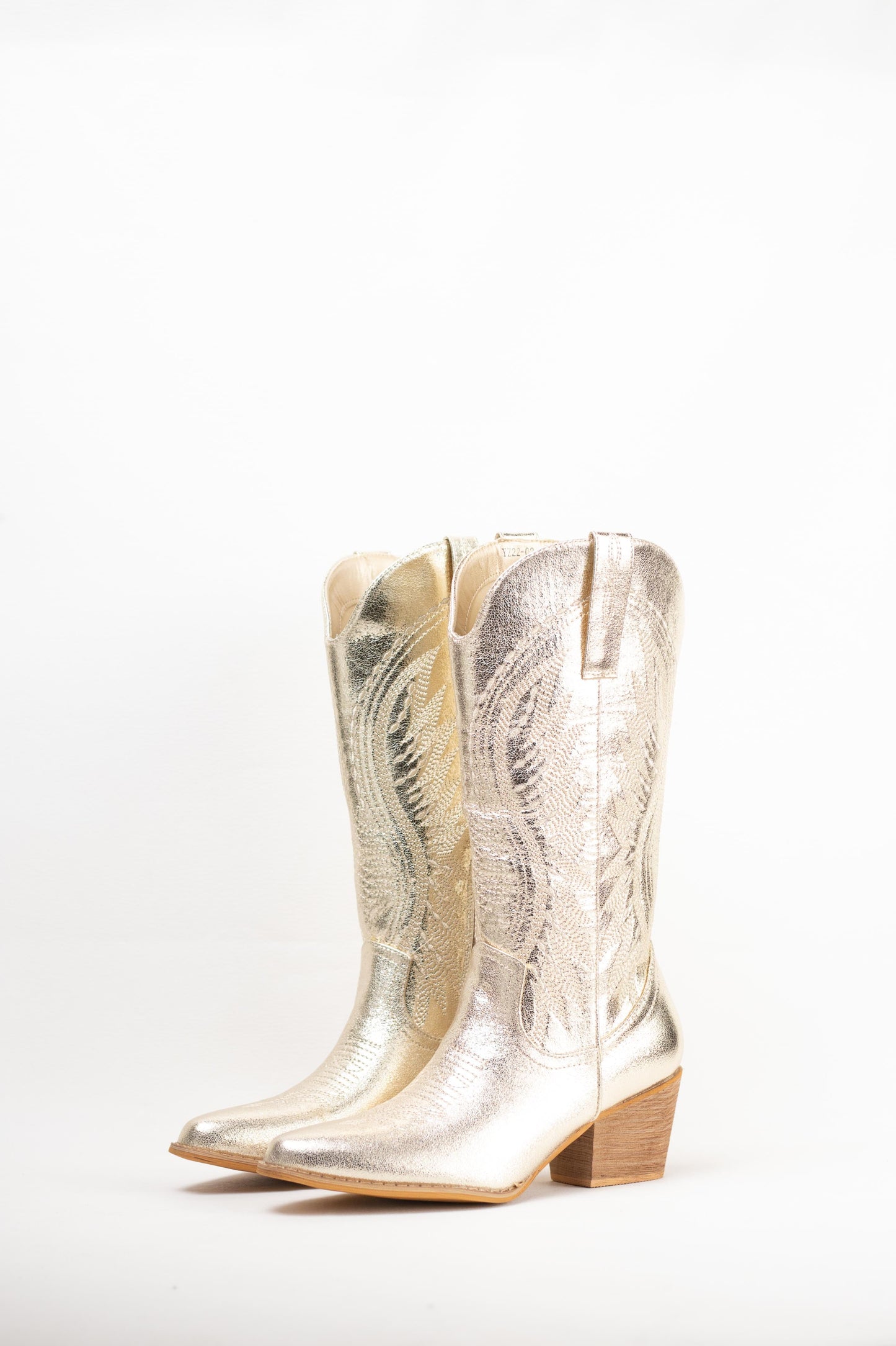 botas cowboy mujer aolchadas con tacon madera Dorado 38