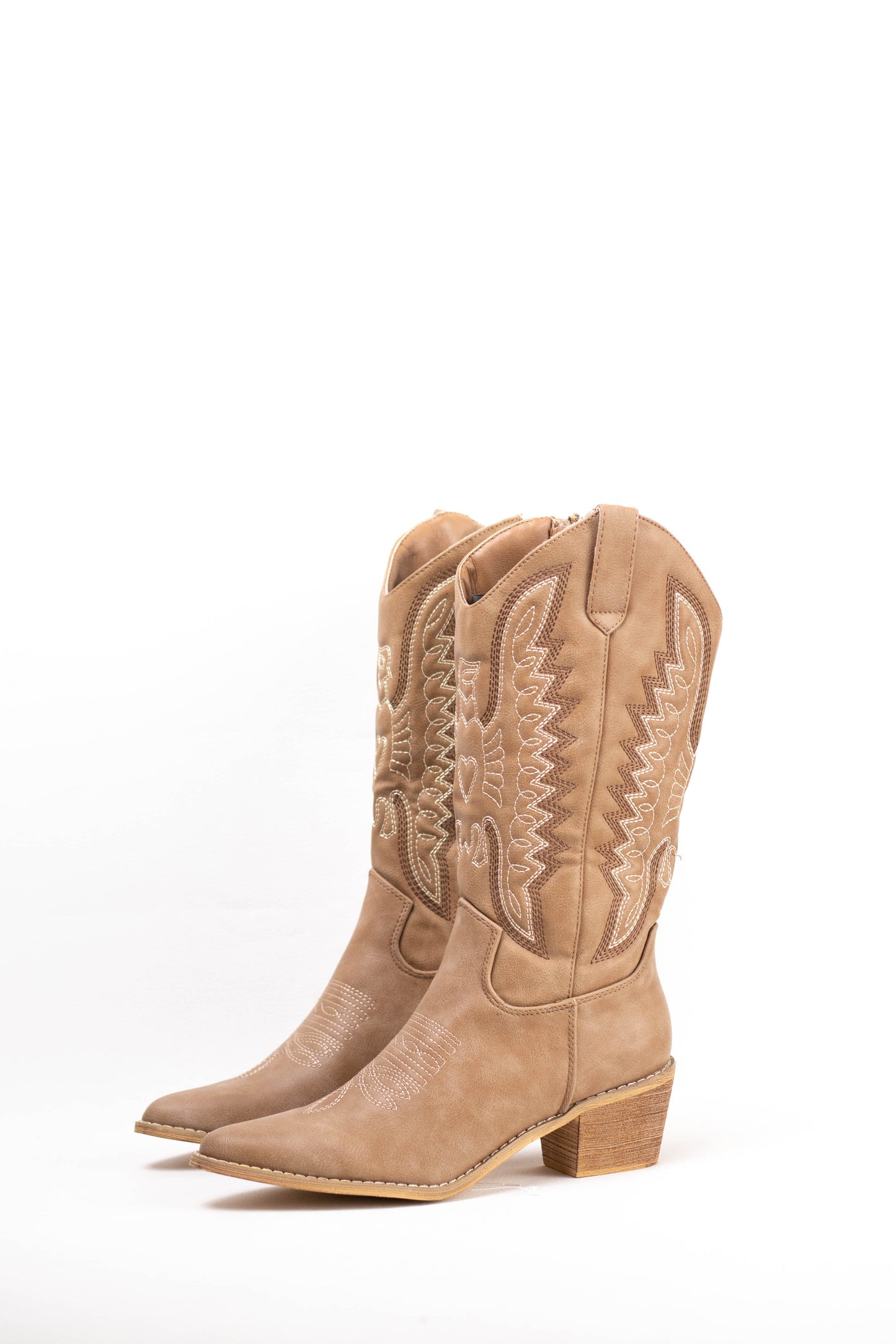 botas cowboy mujer aolchadas con tacon madera Beige 38