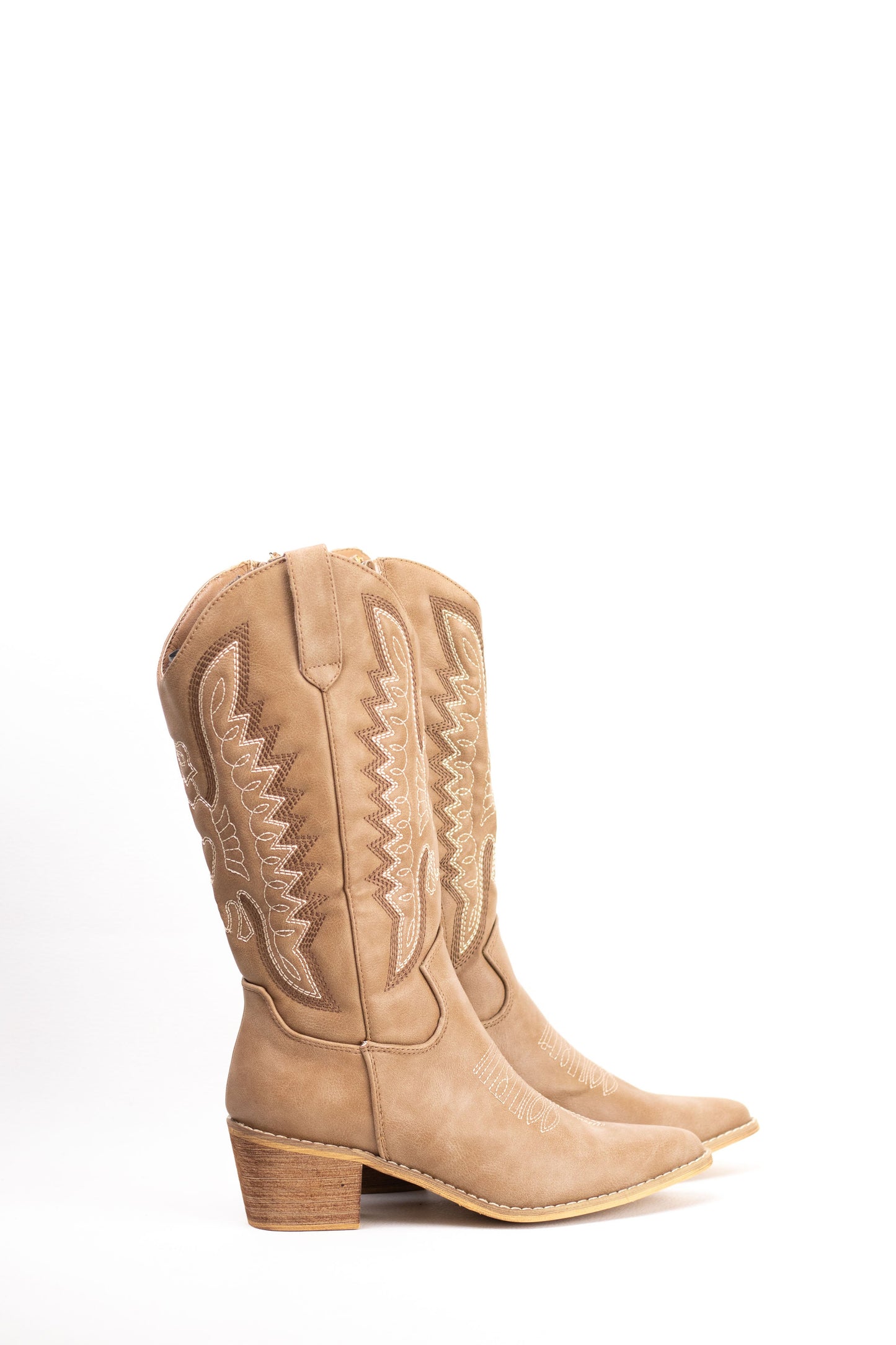 botas cowboy mujer aolchadas con tacon madera Beige 39