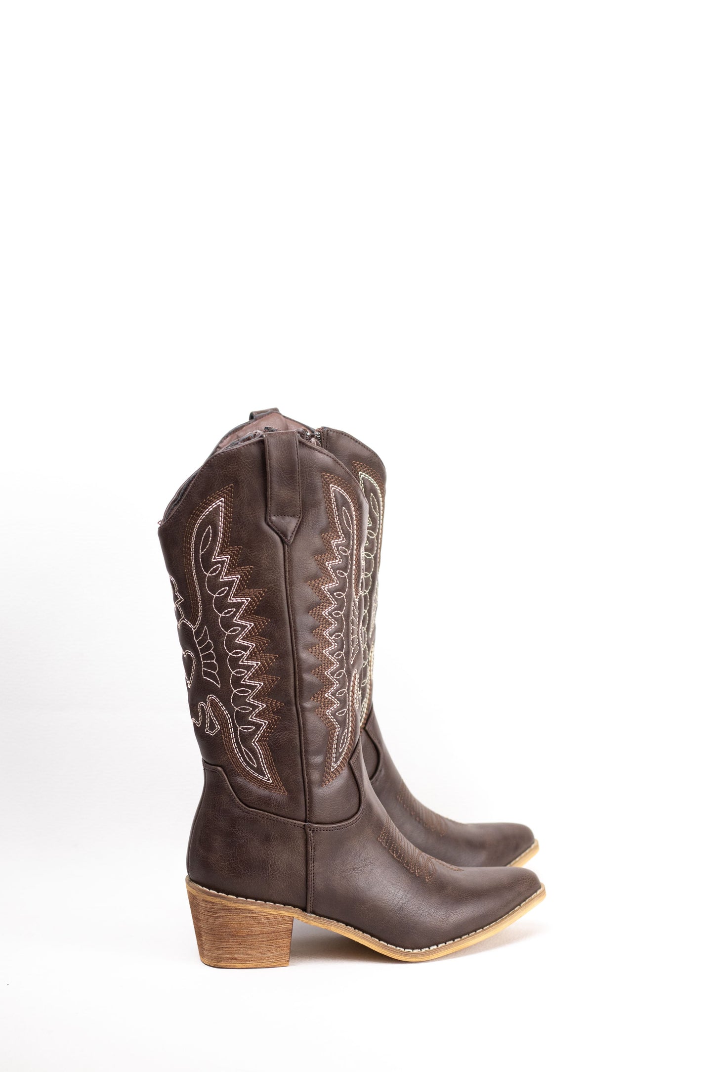 botas cowboy mujer aolchadas con tacon madera Marrón 40