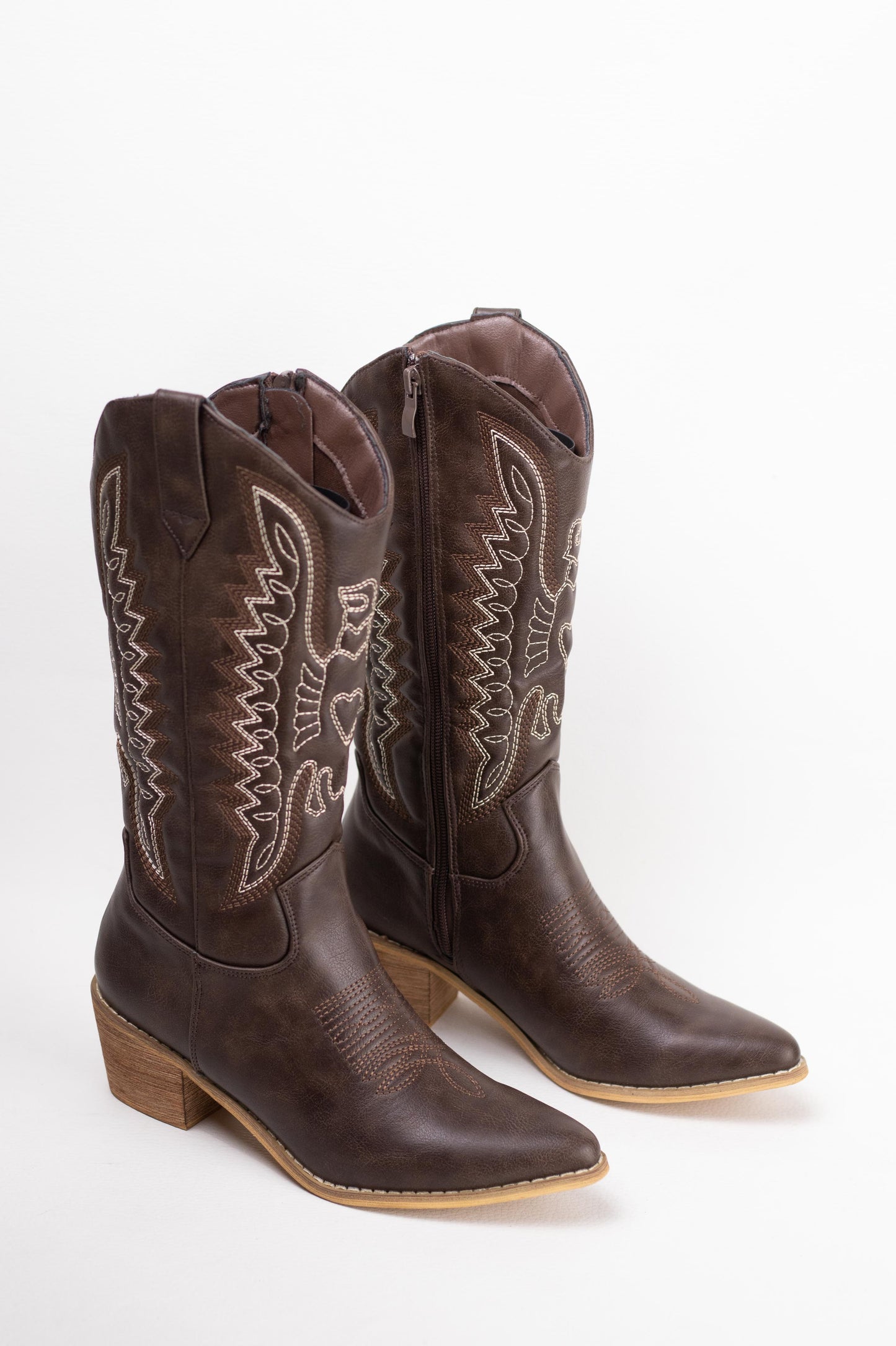 botas cowboy mujer aolchadas con tacon madera Marrón 41