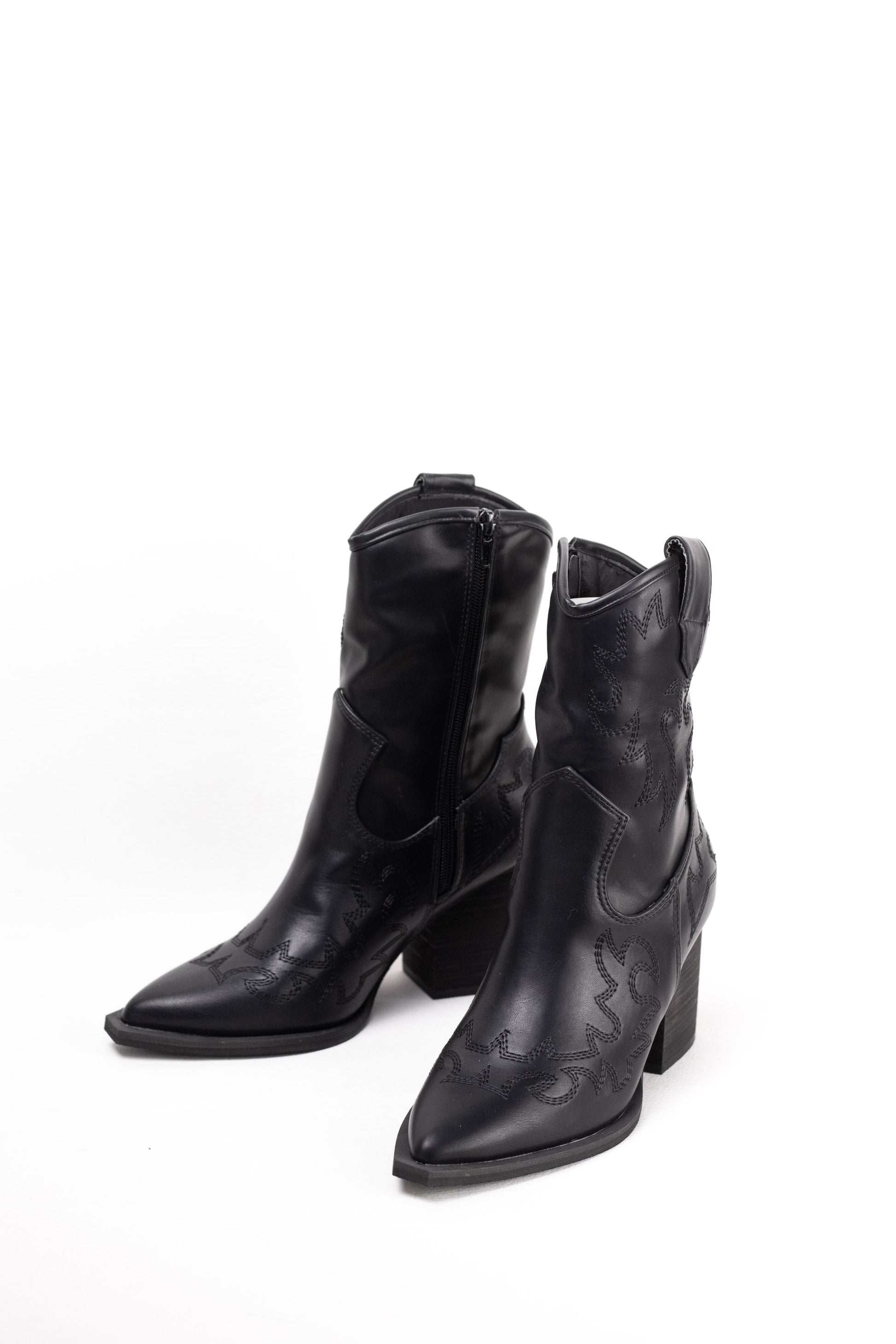 botines cowboy mujer con tacon mediano Negro 40