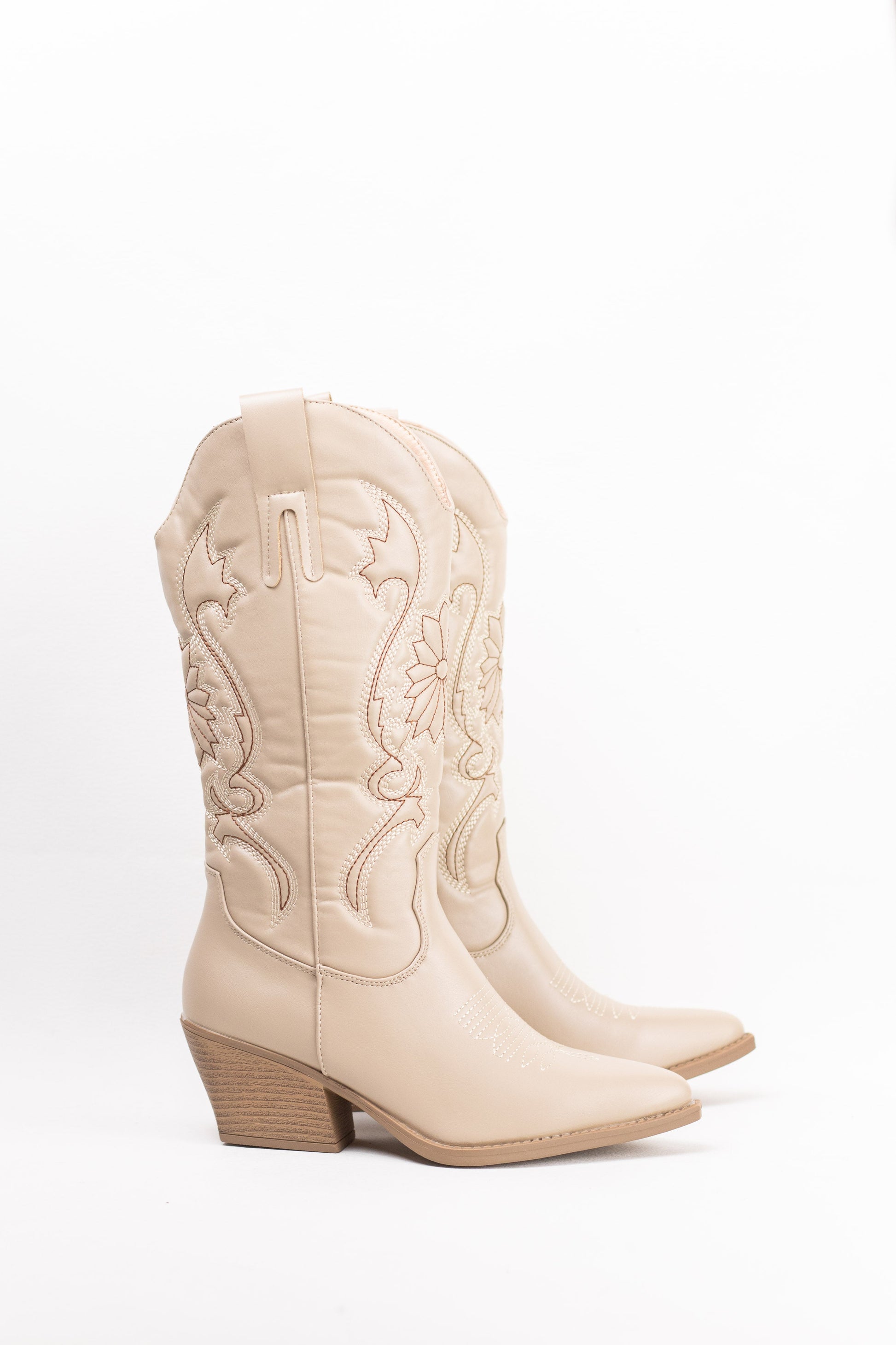 botas cowboy camperas con costuras en contraste con tacon gordo 2 Khaki 39