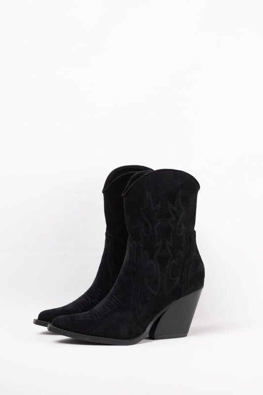 botines cowboy mujer tacon alto gordo Negro ante 37